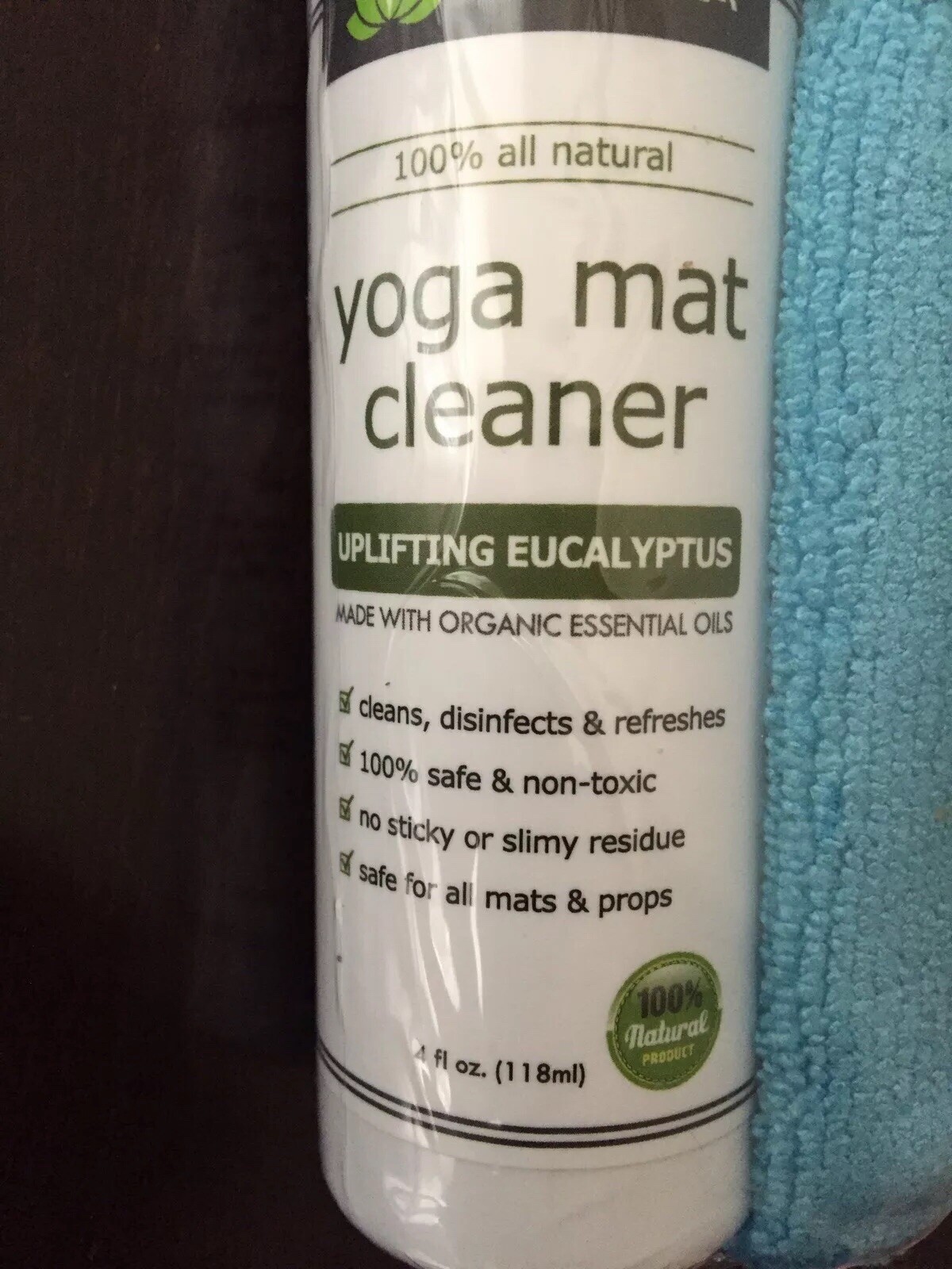 Asutra Yoga Mat Cleaner & Towel-Uplifting Eucalyptus-100% Organic-4 fl oz-NEW
