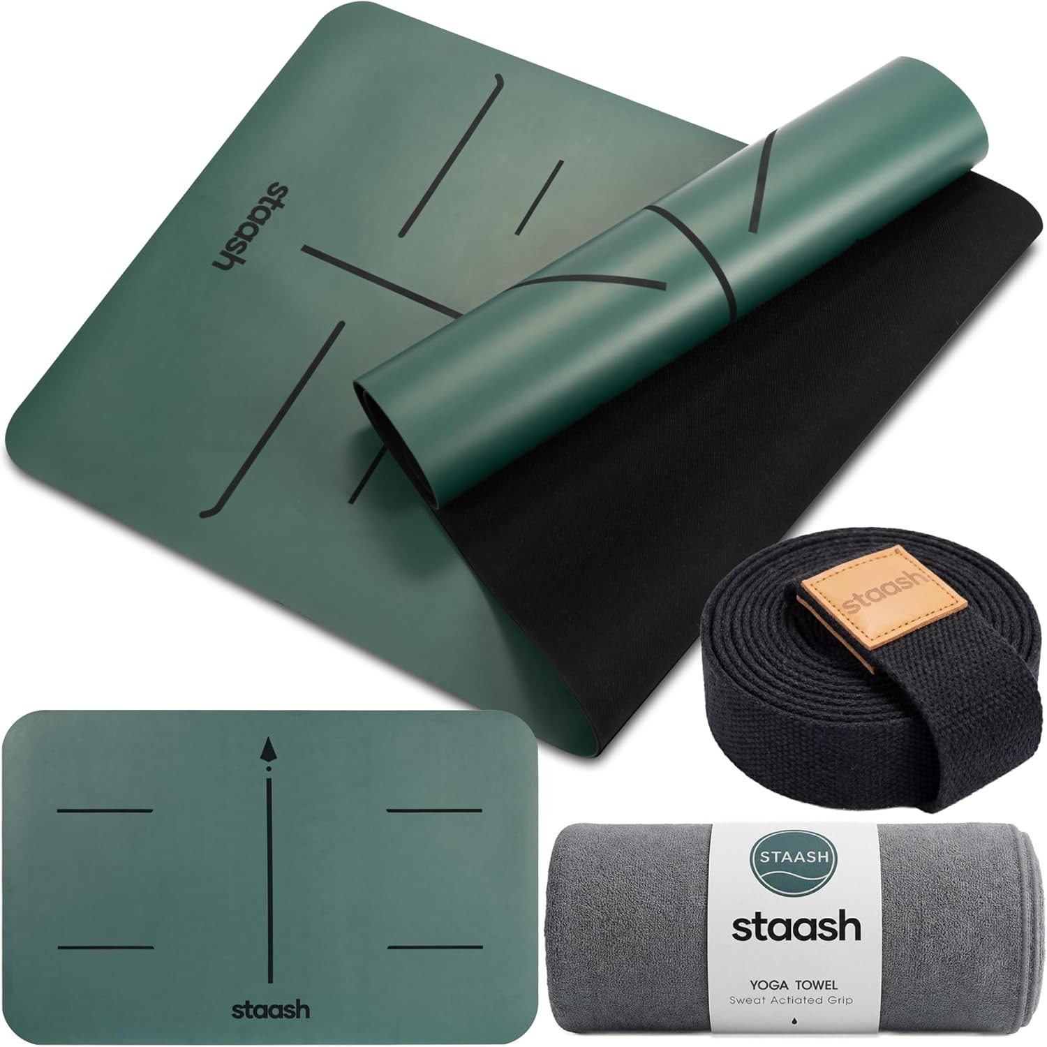 Eco-Friendly Premium Yoga Set: Mat, Towel, Strap & Knee Pad Included