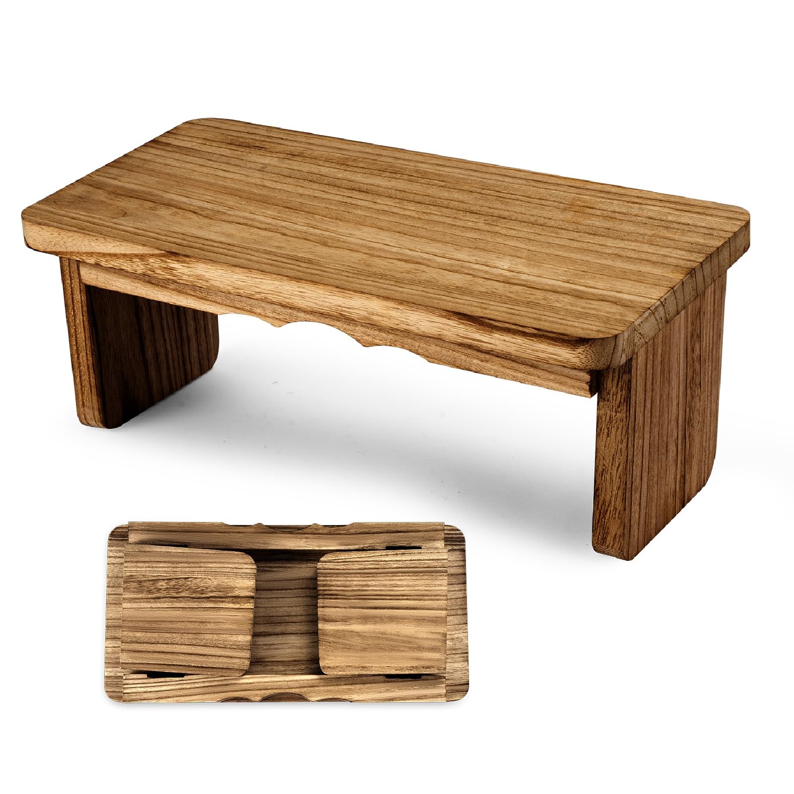 Elfzone Meditation Bench – Yoga 19.5Cm X 39.5Cm X 16Cm, Dark Wood