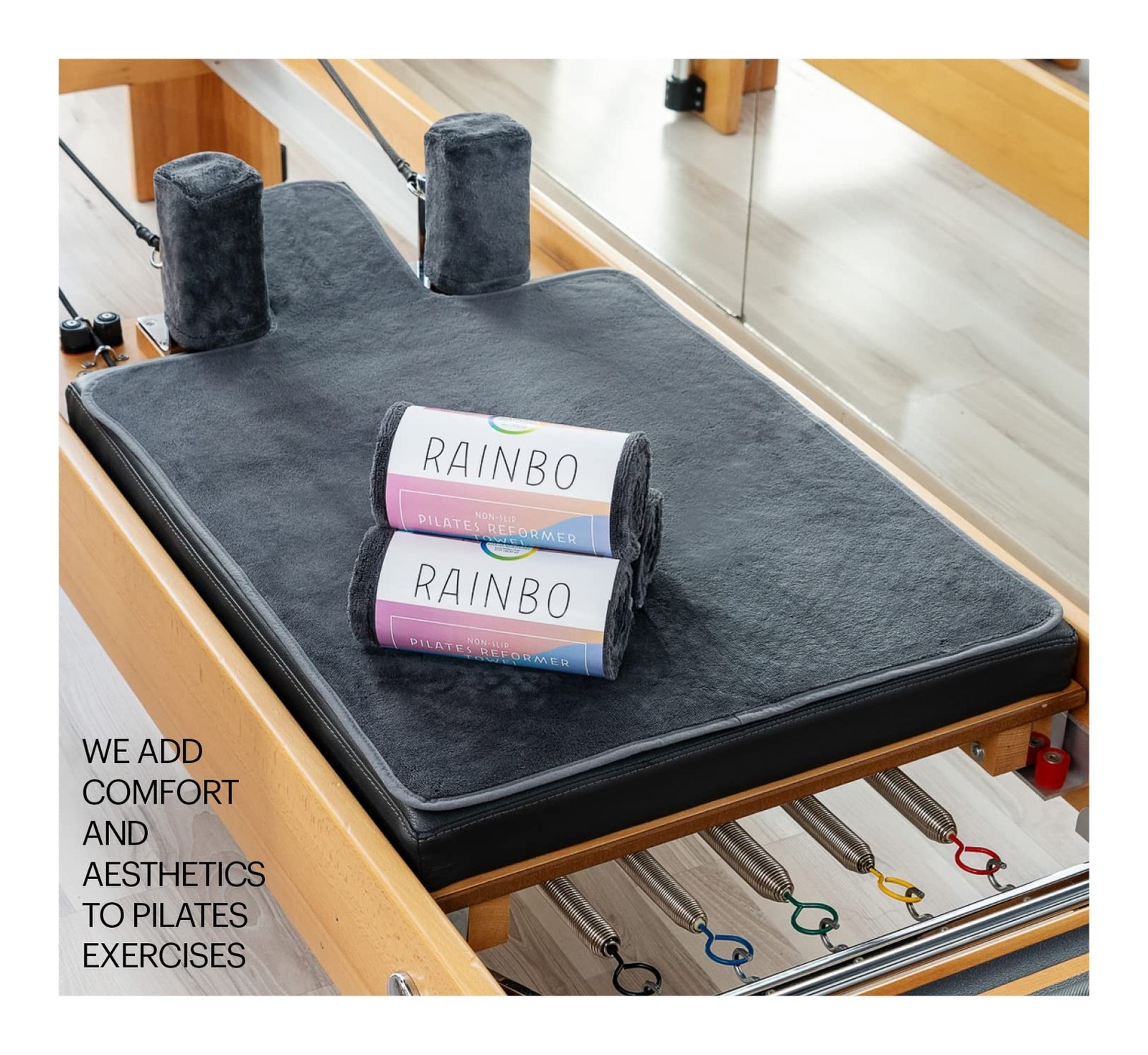 Pilates Reformer Non-Slip Mat Towel (Included 2 Pcs Shoulder Block Covers) (D…