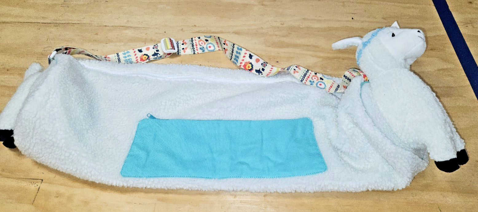 Yoga Mat Carrier Bag Sheep white Plush Plaid Tote tail strap zipper NEW pets