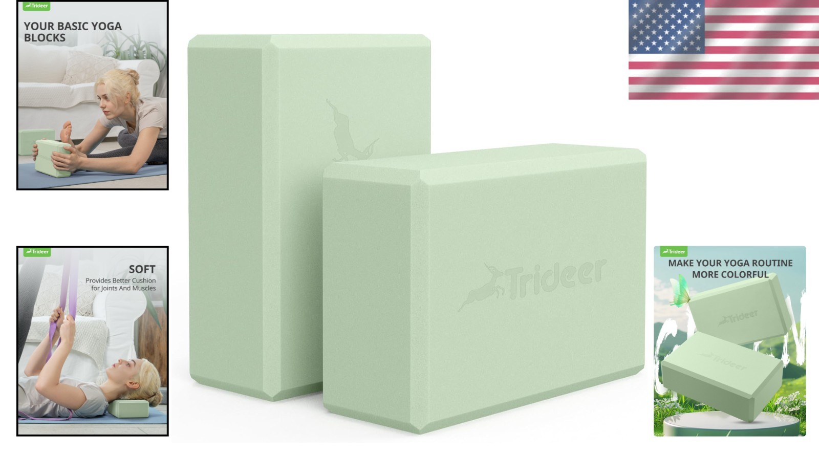 Soft, Durable Yoga Blocks 2 Pack – Ideal for Yoga, Pilates & Dance | Mint Green