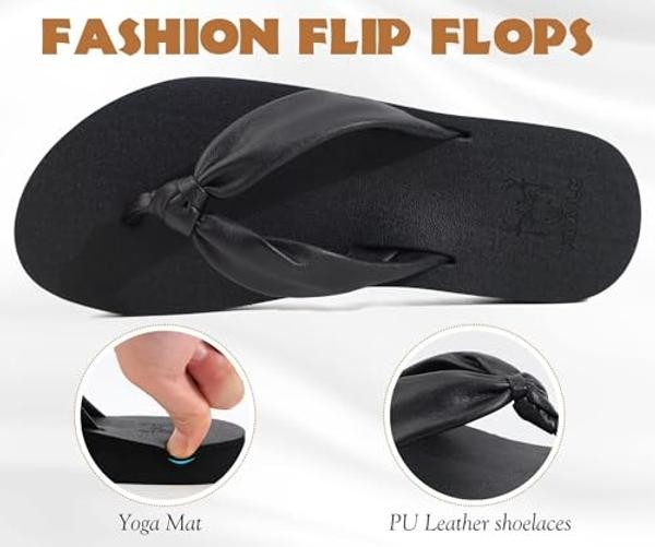 Womens Flip Flops With Arch Support Comfortable Yoga Mat Cushion Thong 8 Black