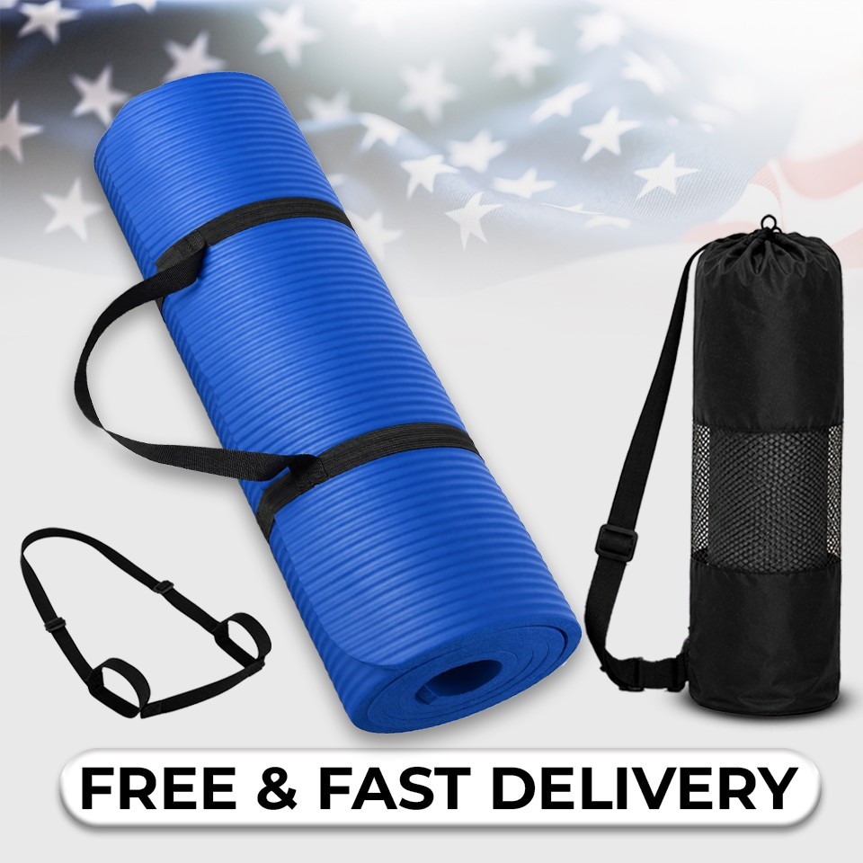 Premium Thick Yoga Exercise Mat 72×24 Multipurpose Workout Yoga Mat W/ Carry Bag