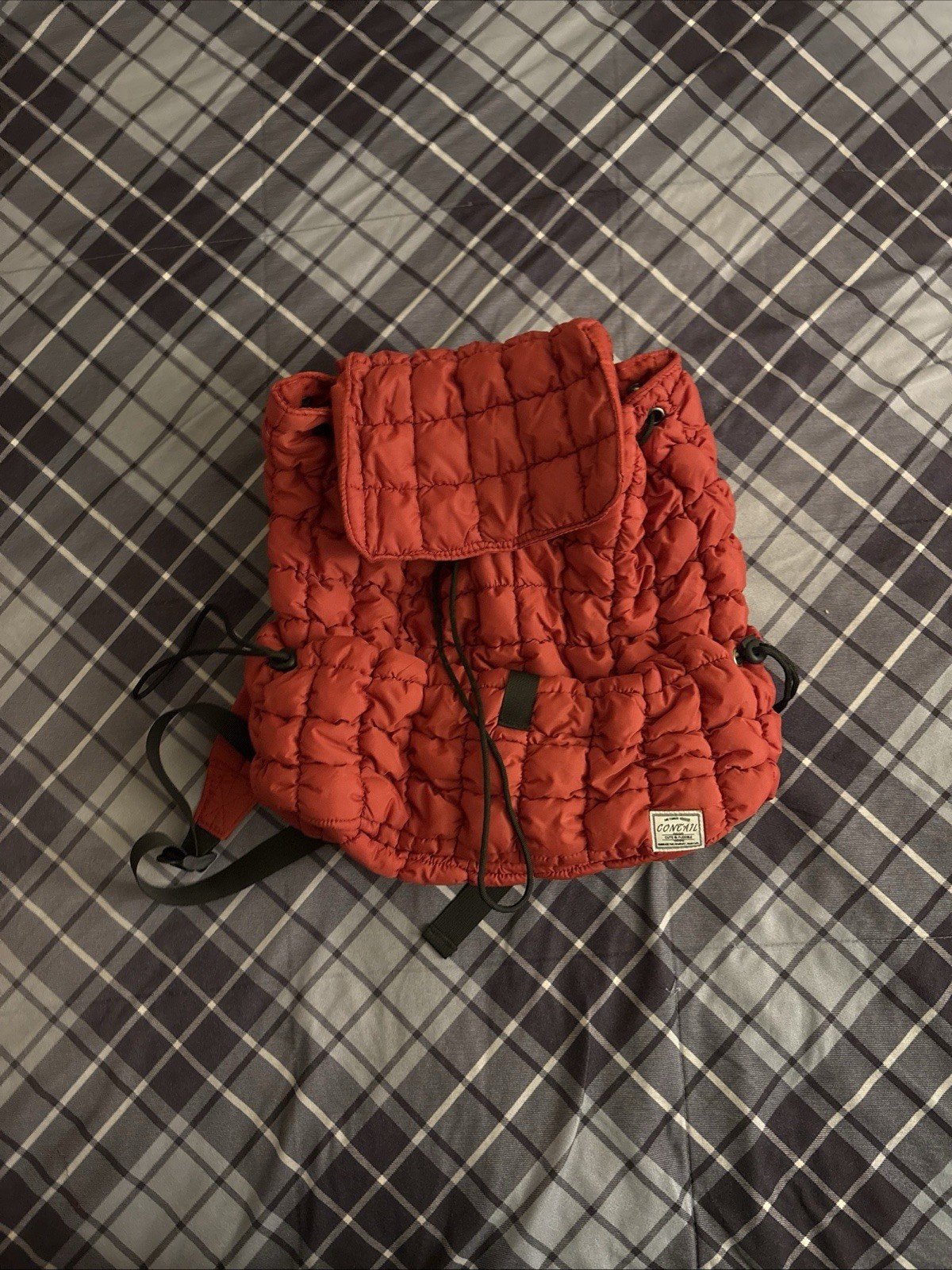 CONTAIL 18L Women Puffy Backpack,Qulited Puffer Bookbag,red