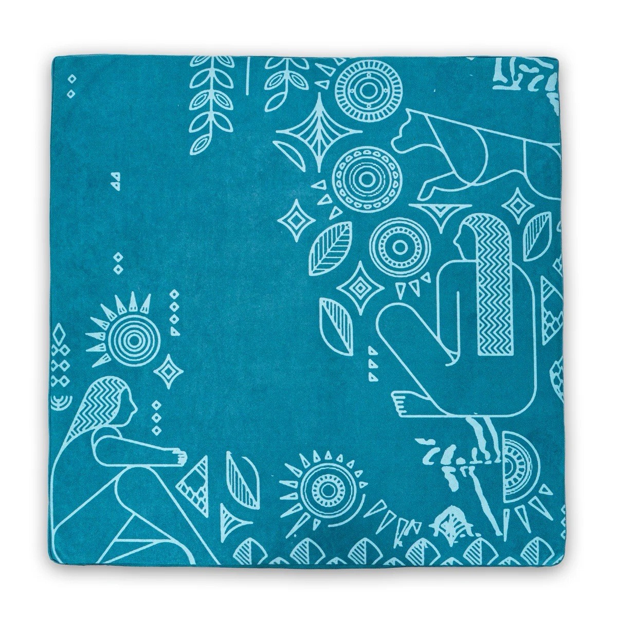 Zaveur Large Square Meditation Mat 24×24 Inch Padded Yoga Cushion Teal Blue