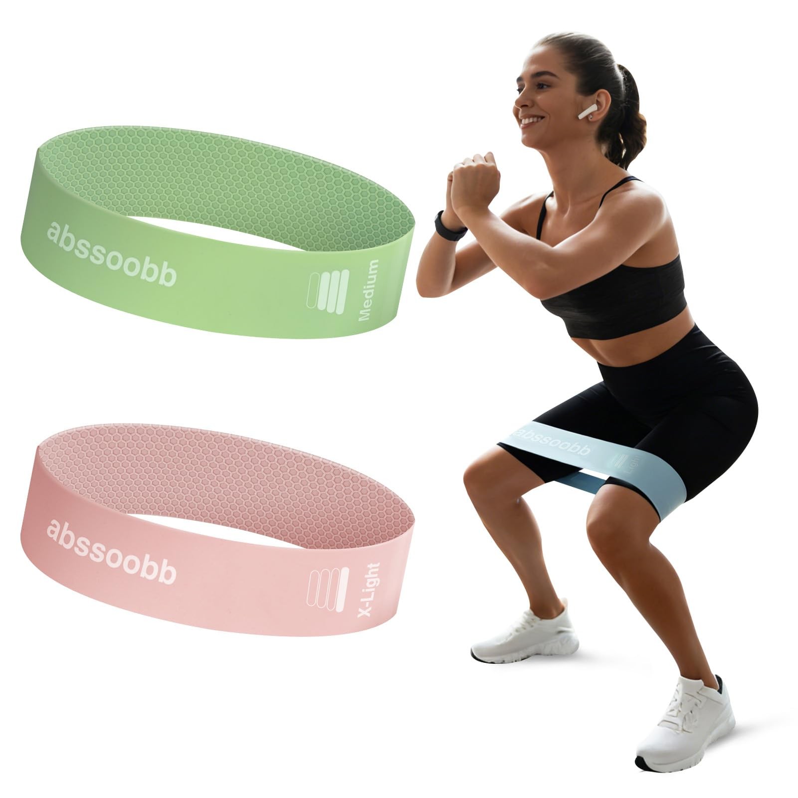 Abssoobb Silicone Resistance Loop 2-piece set X-Light，Medium, pink green