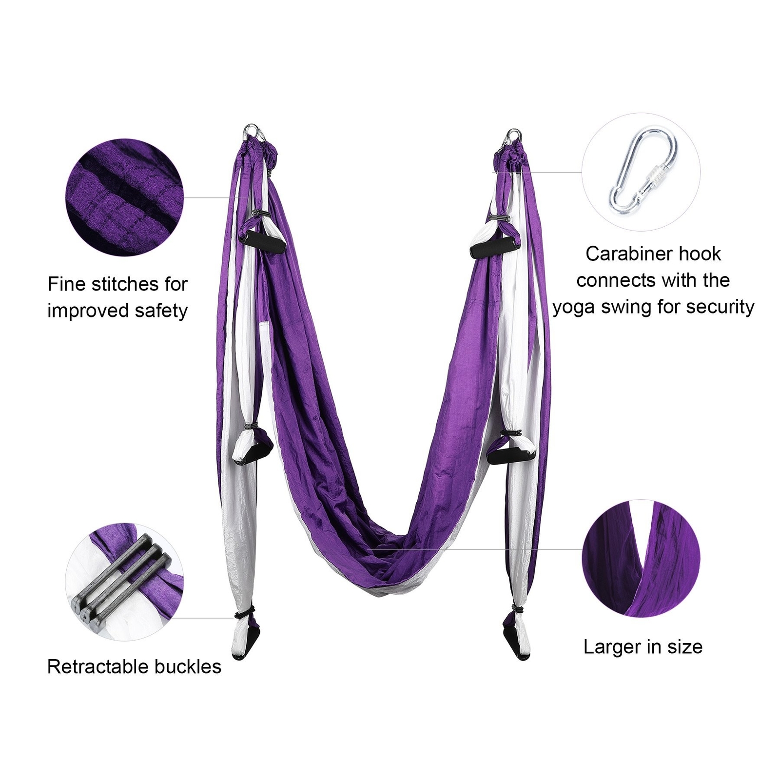 ZELUS Aerial Yoga Swing Sling Strong Yoga Hammock Kit Set Trapeze Inversion E…
