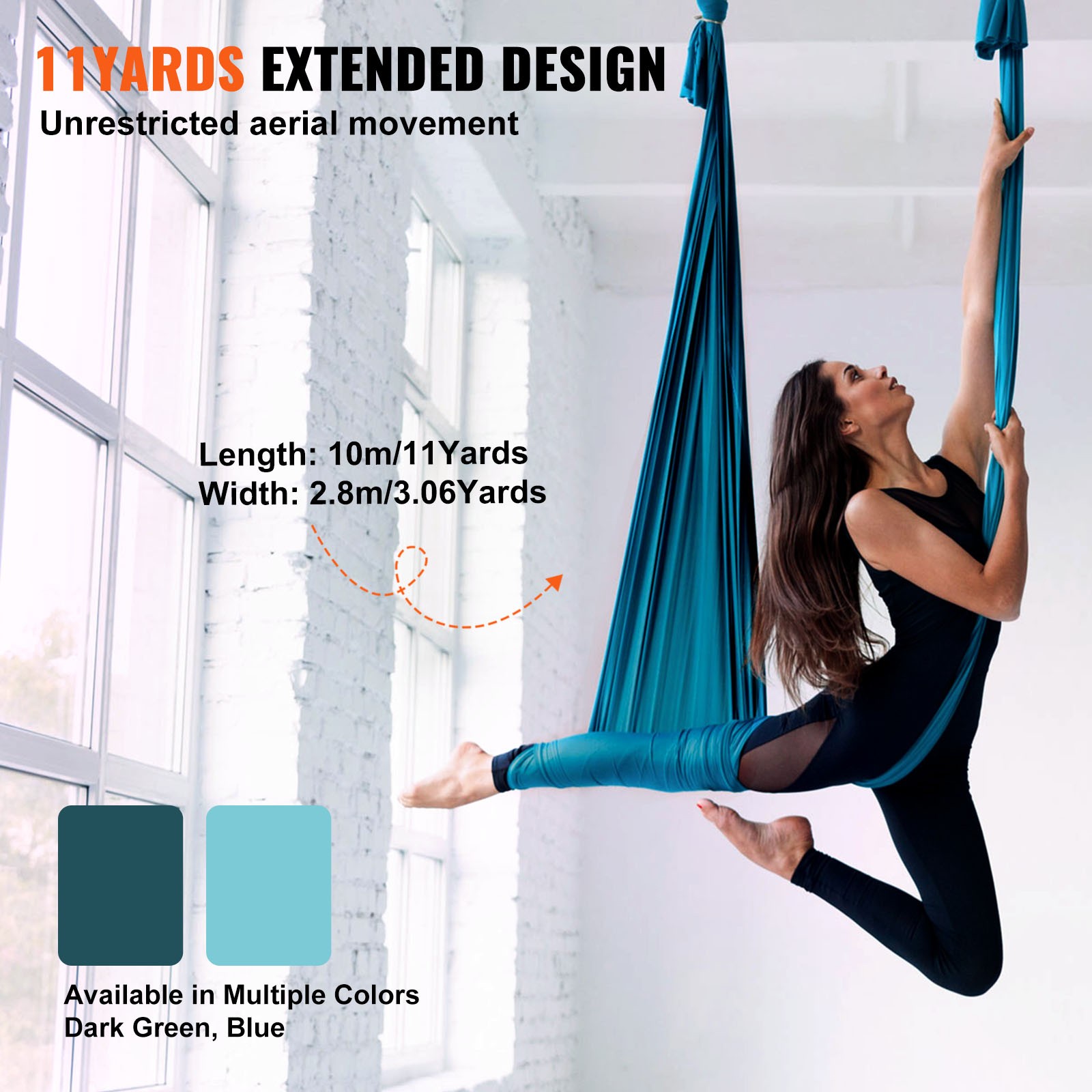 Uimoso Aerial Silk Yoga Swing Set 11 Yards Hammock Trapeze Inversion Fly Green