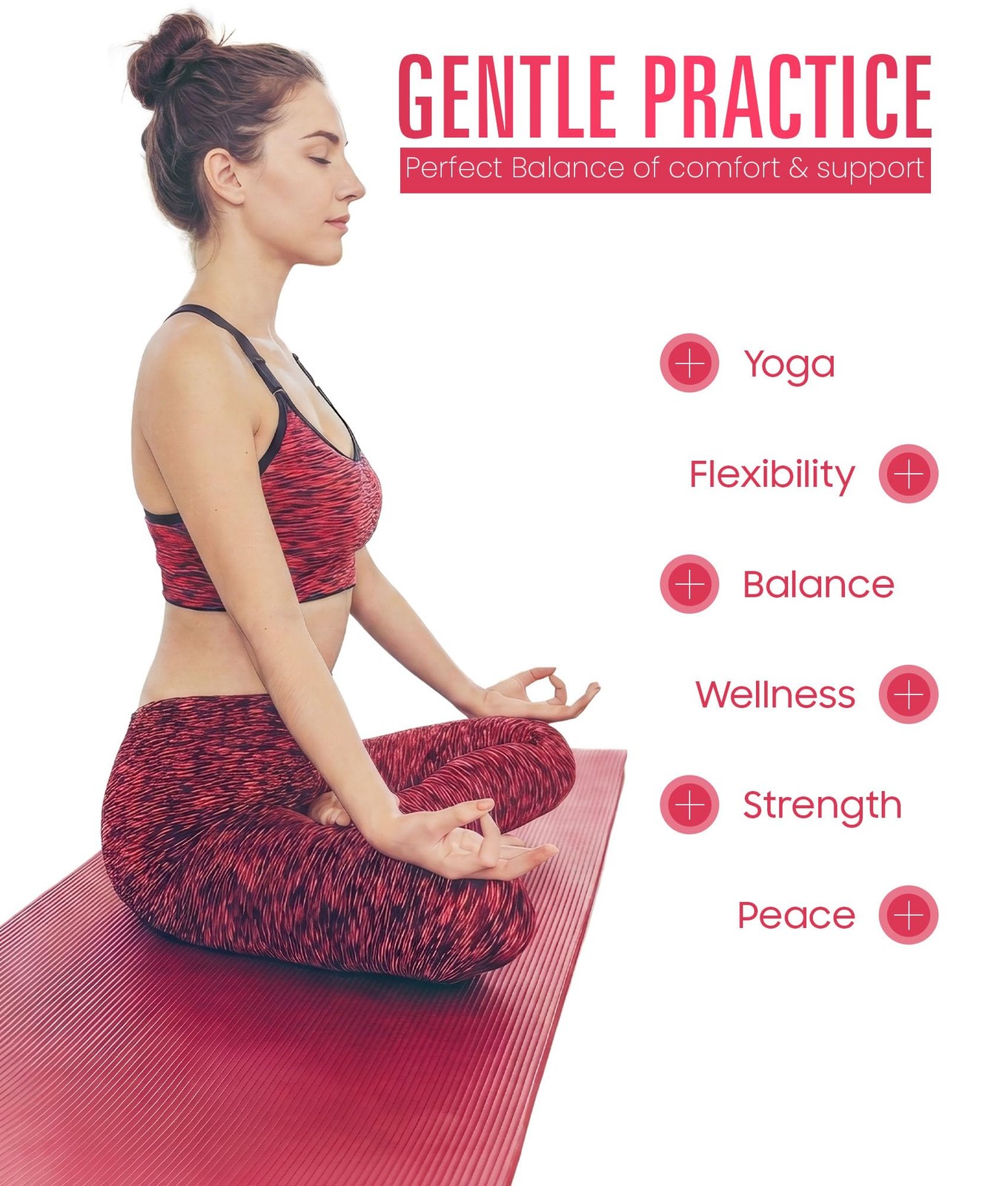 ROMIX Yoga Mat Thick 2/5 Inch (10mm), 72&Prime;L x 24&Prime;W 180 x 60 x 1 CM, Red