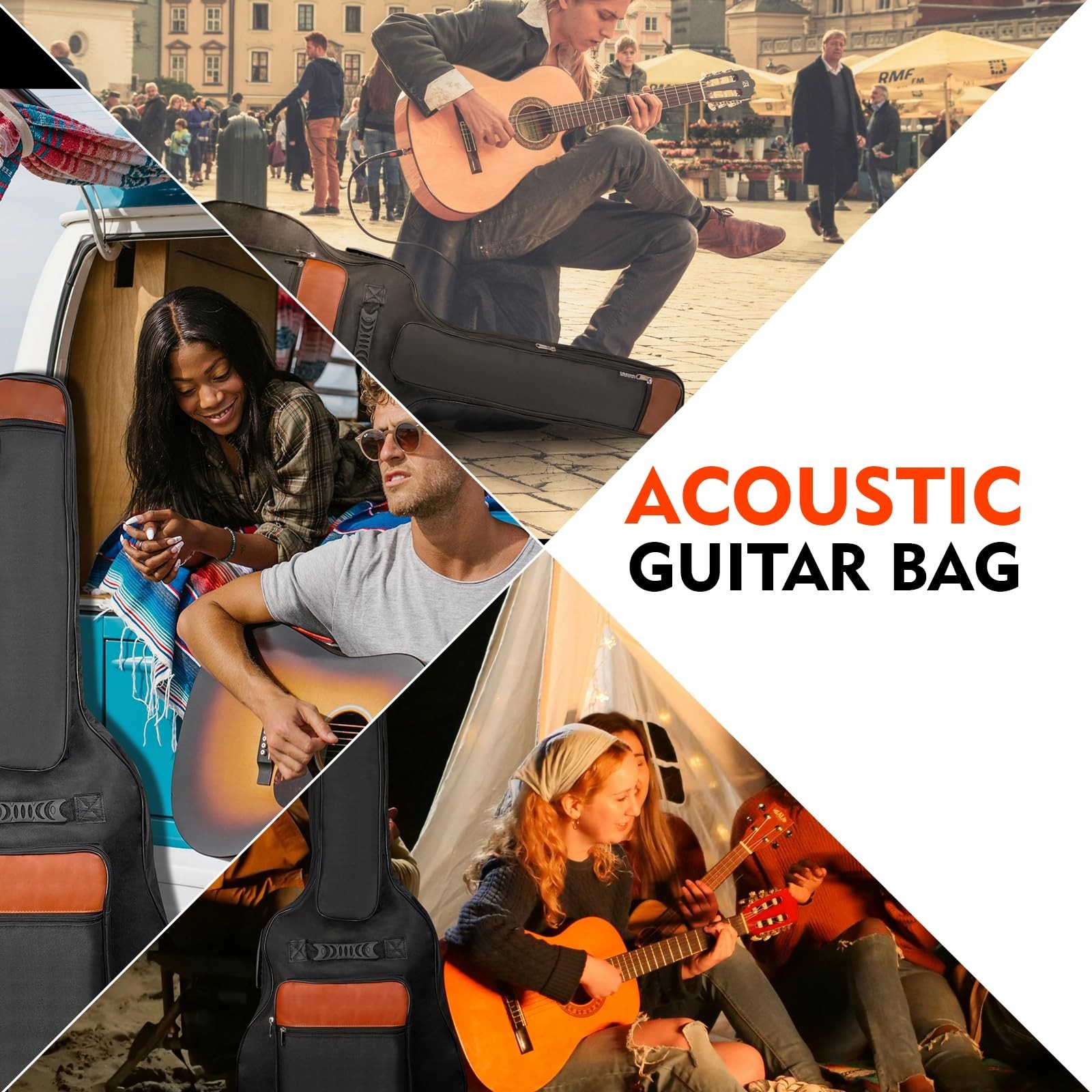 NAGAN Acoustic Guitar Bag with Extra Thick 0.5-inch Padding,40 41 42 inch Gig…