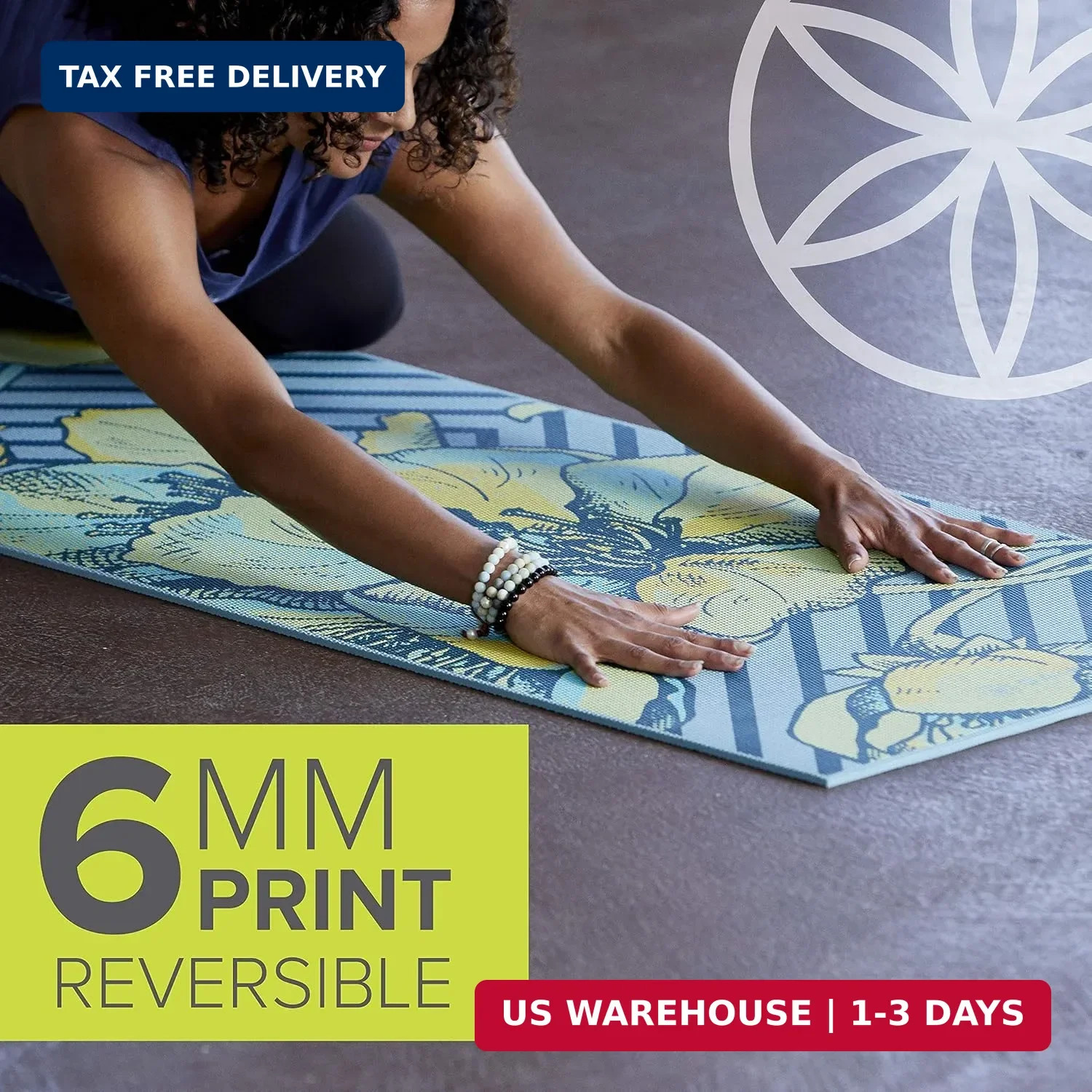Gaiam Yoga Mat – Premium Print Reversible Extra Thick Non Slip Exercise & Fitnes
