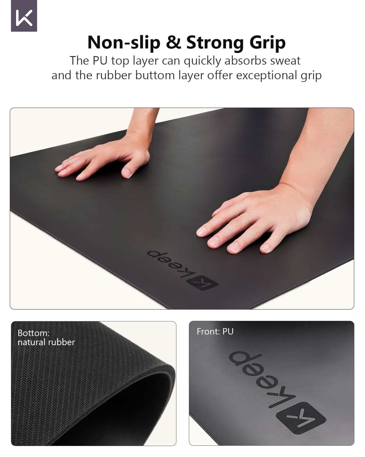 Yoga Mat Non Slip – PU & Natural Rubber Professional Exercise Mat for Women M…