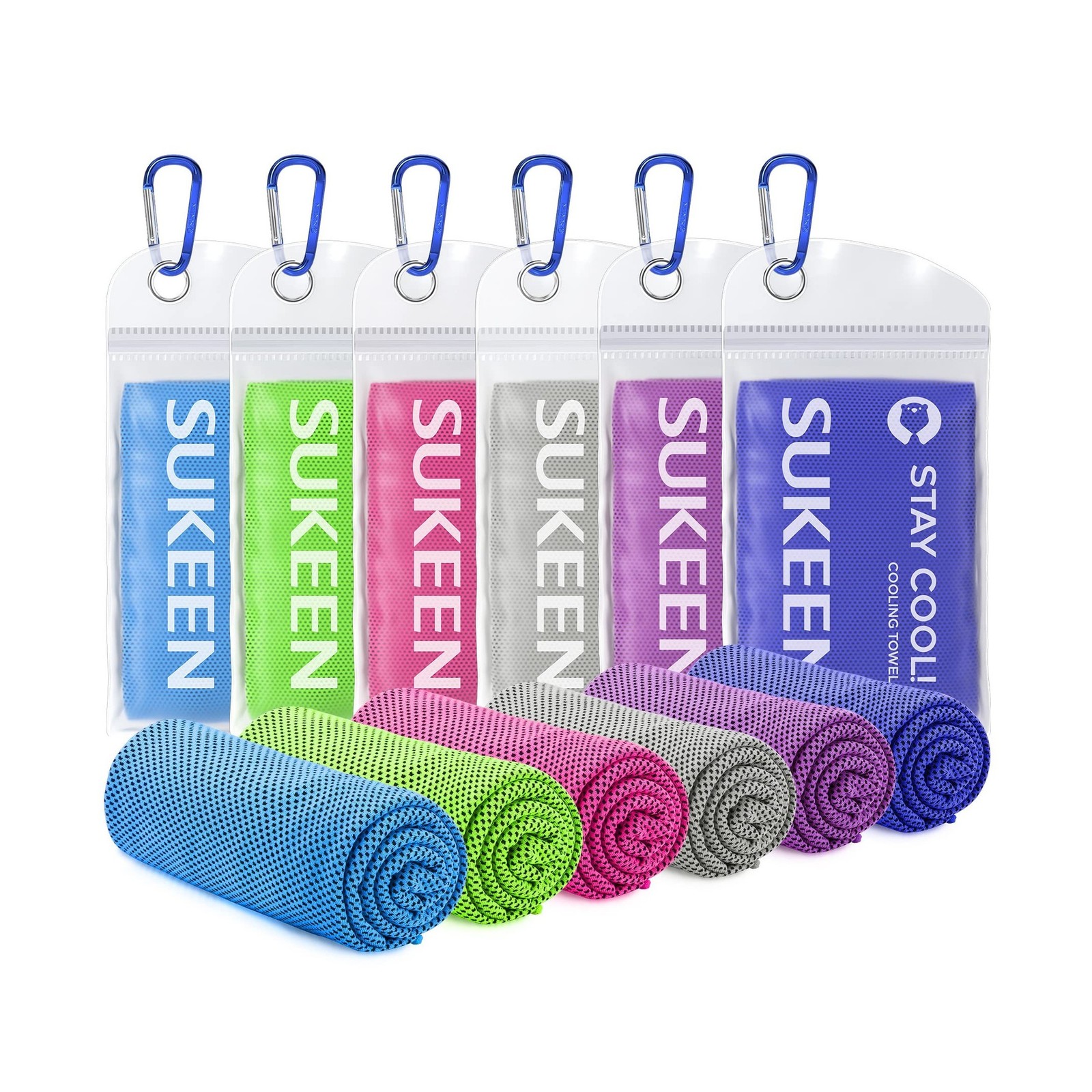 Sukeen Cooling Towels 6 Pack (40&Prime;x12&Prime;), Cooling Towels for Neck and Face, Qui…