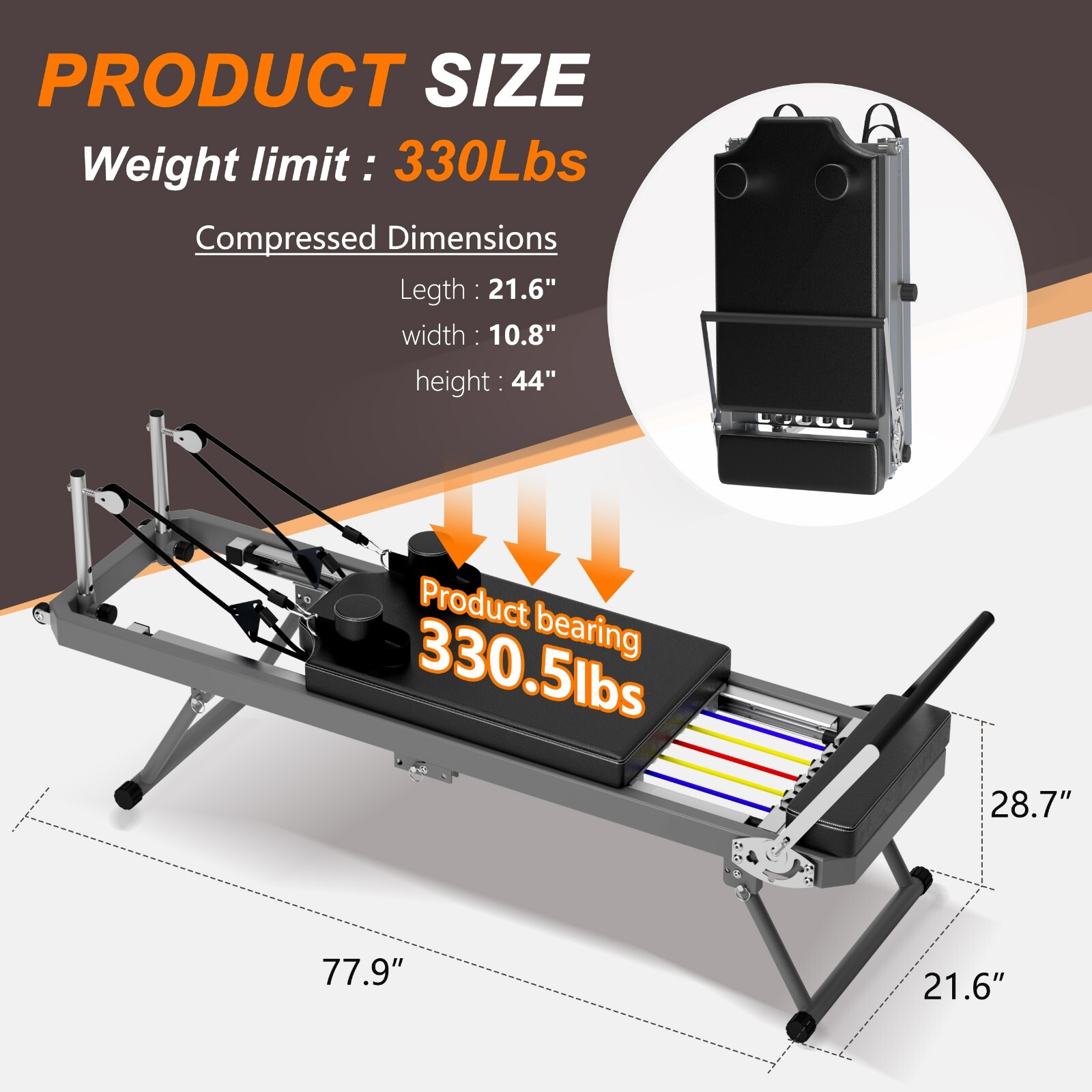 Pilates core bed, foldable home high quality, yoga studio fitness equipment