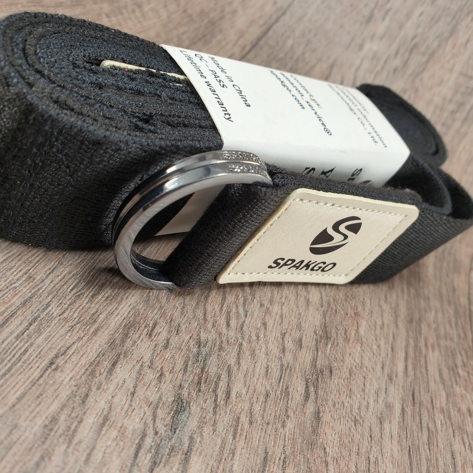 New SPAKGO Yoga STRETCH Strap 100% Polyester Fiber 8ft x1.5in Black Exercise