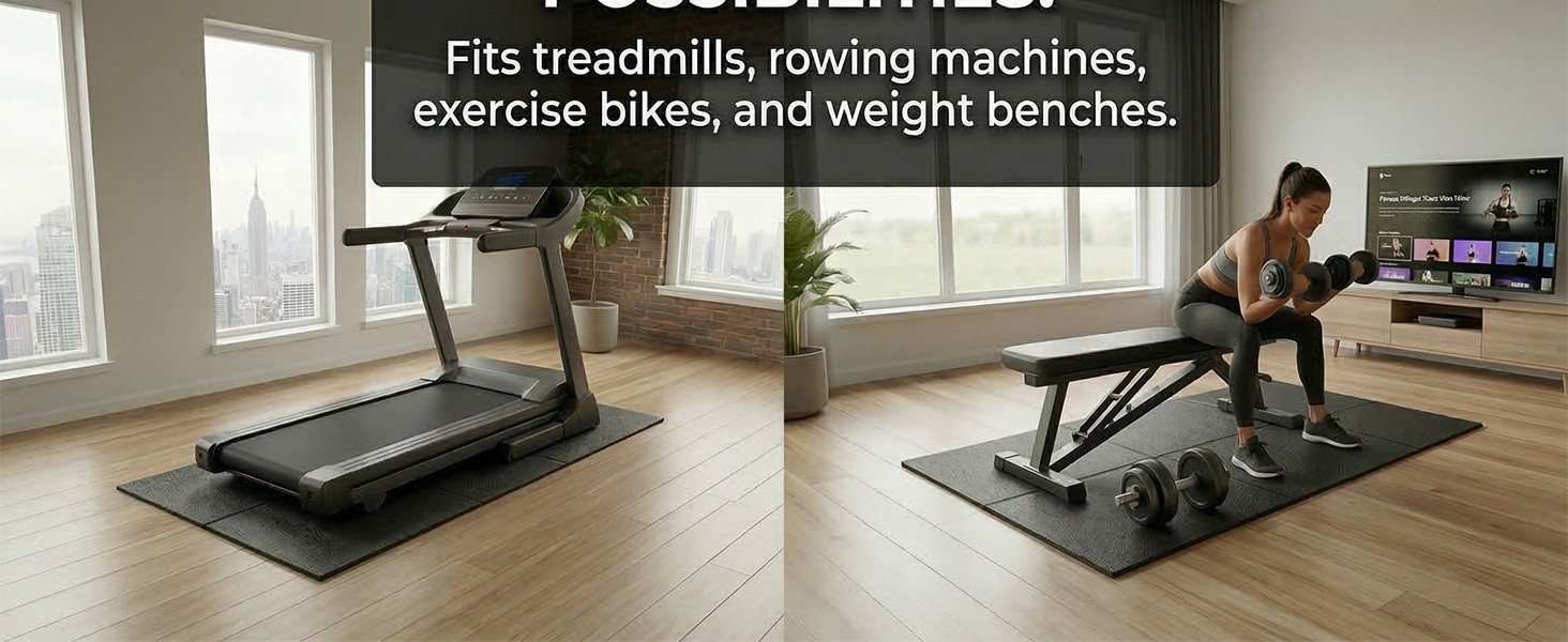 Foldable Walking Pad Mat, High-Density PVC Treadmill Mat for Hardwood Floors &