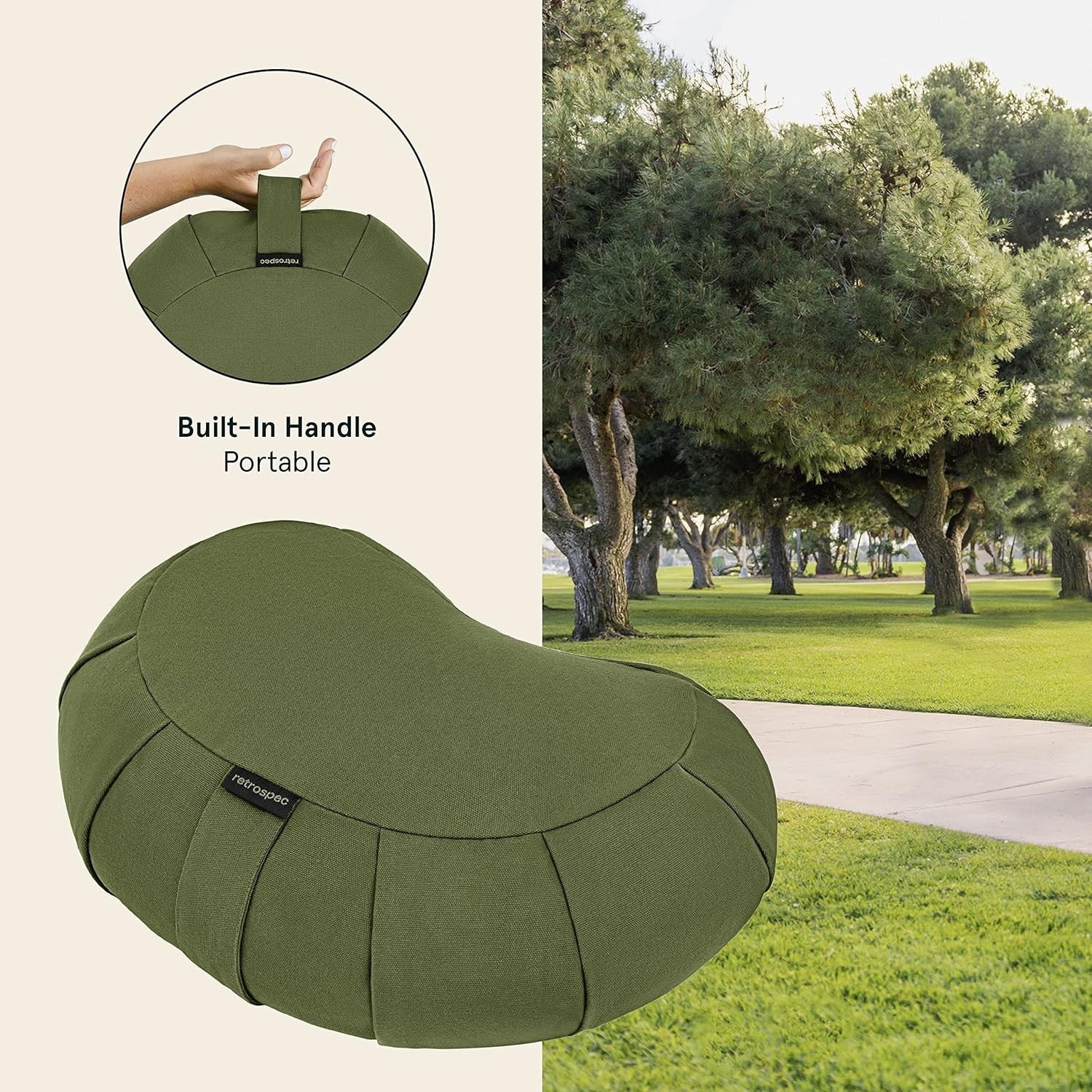Sedona Zafu Meditation Cushion – Adjustable Buckwheat Support Pillow in Basil