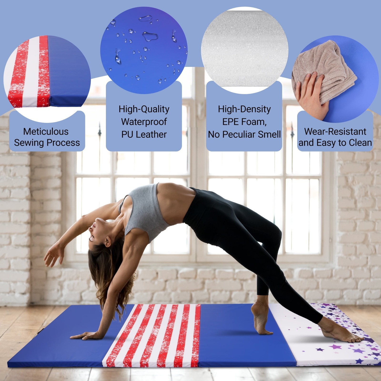 Versatile 4&rsquo;x8&rsquo;x2&Prime; High-Density Gym Mats Extra Thick Anti-Tear Easy-Clean