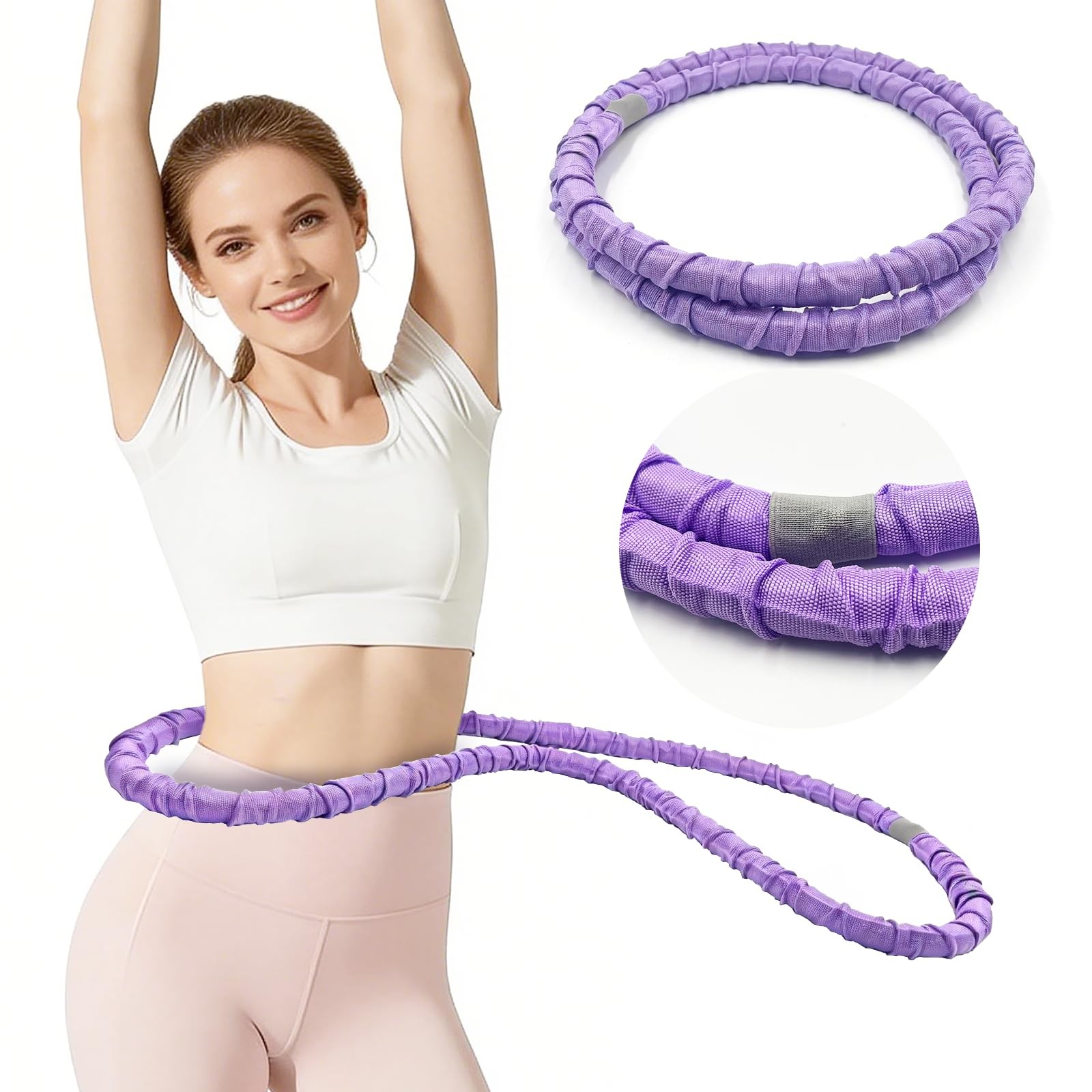 2 lbs Weighted Soft Velvet Hula Hoop Women, Spring Exercise Fitness Hoop Weig…