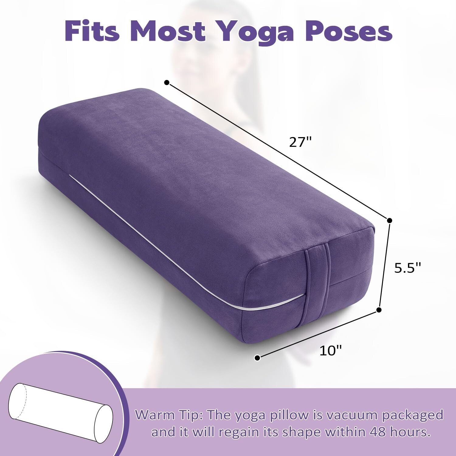 Yoga Bolster Pillow for Restorative Yoga – Rectangular Yoga Bolster – Yoga Me…
