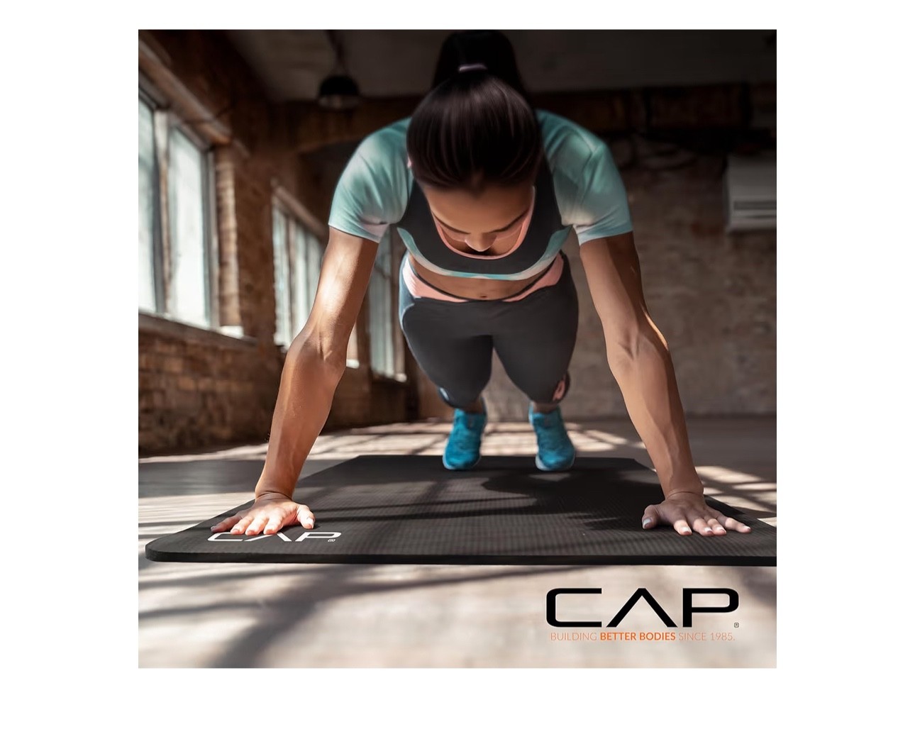 CAP Barbell 1/2-Inch High Density Exercise Yoga Mat with Strap 68&Prime;x24&Prime;, Black