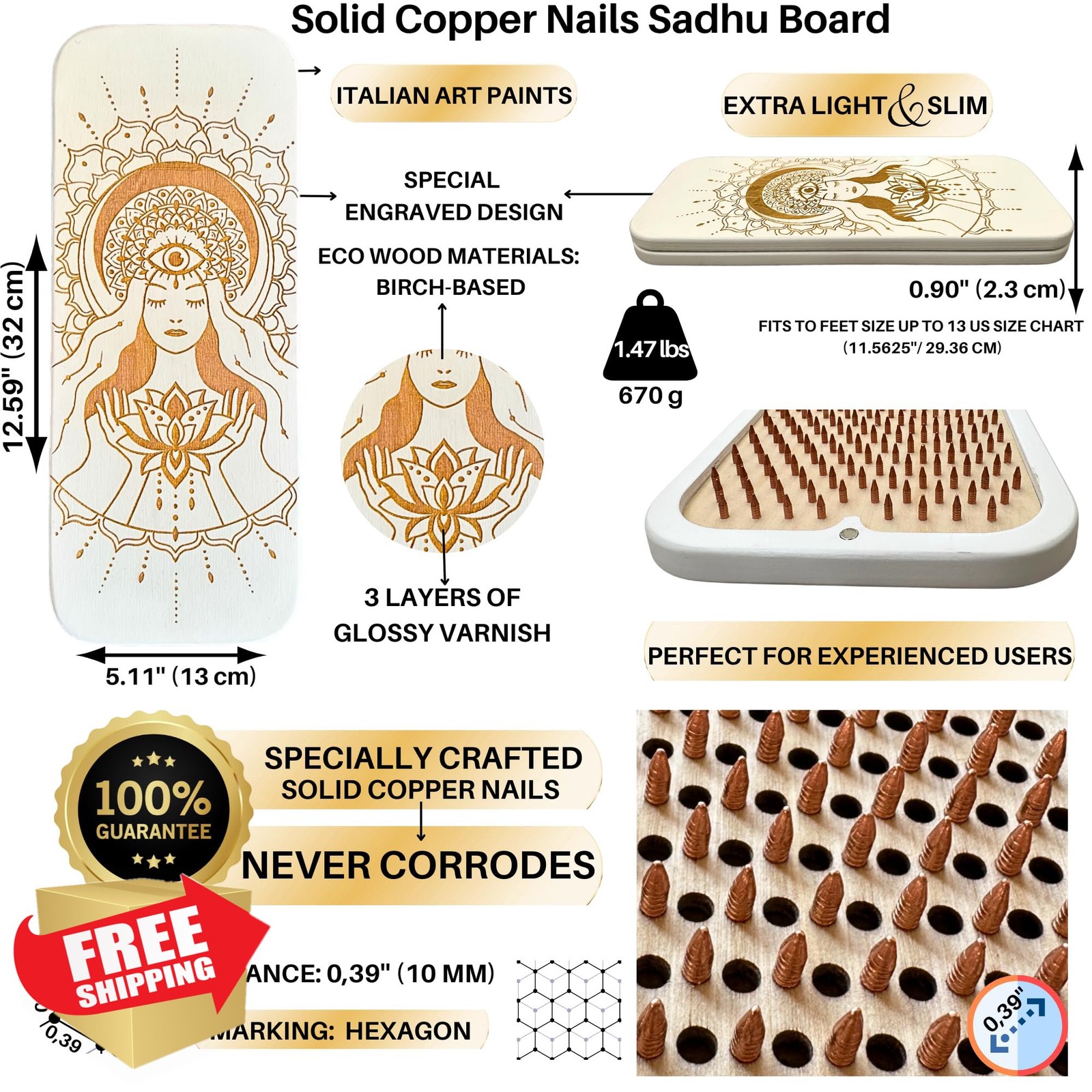 TENGRY sadhu board copper nails 10mm lotus