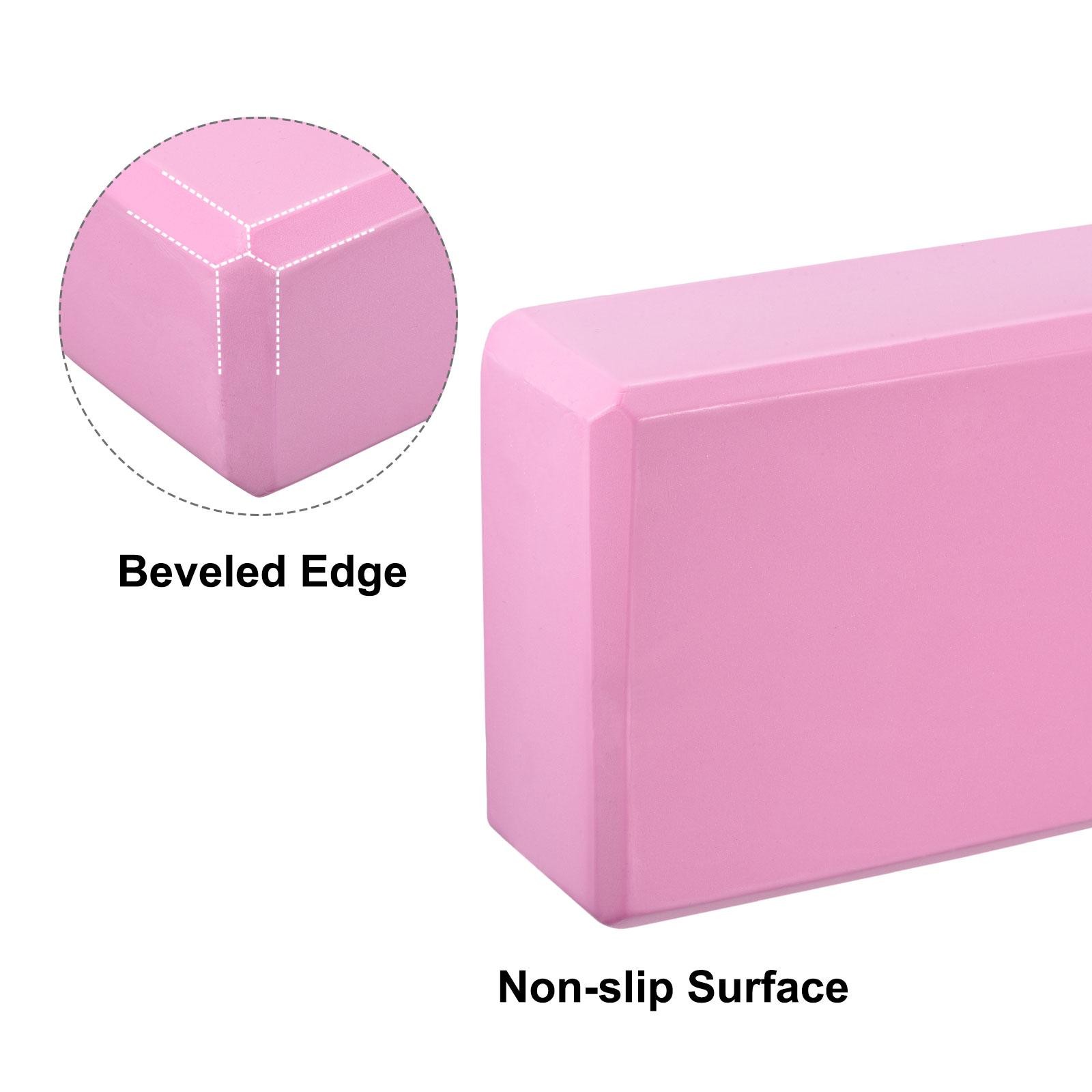 Yoga Block 9x6x3&Prime; Light Weight EVA Foam for Beginners Yogis Pilates Pink 2Pcs