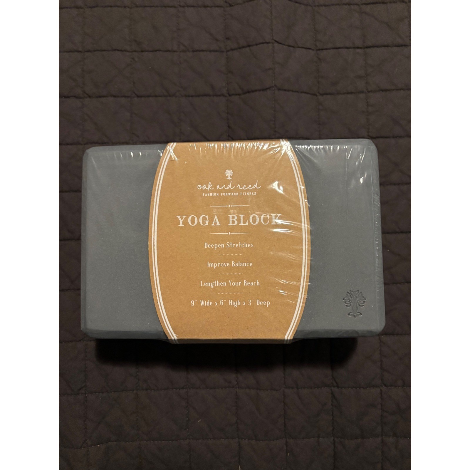 Oak and Reed Yoga Block & Sweat Towel Set Gray Fitness Workout Exercise