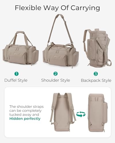 4-IN-1 Gym Bag for Women Men, TSA Lightweight Duffle Bag for A-Light tan