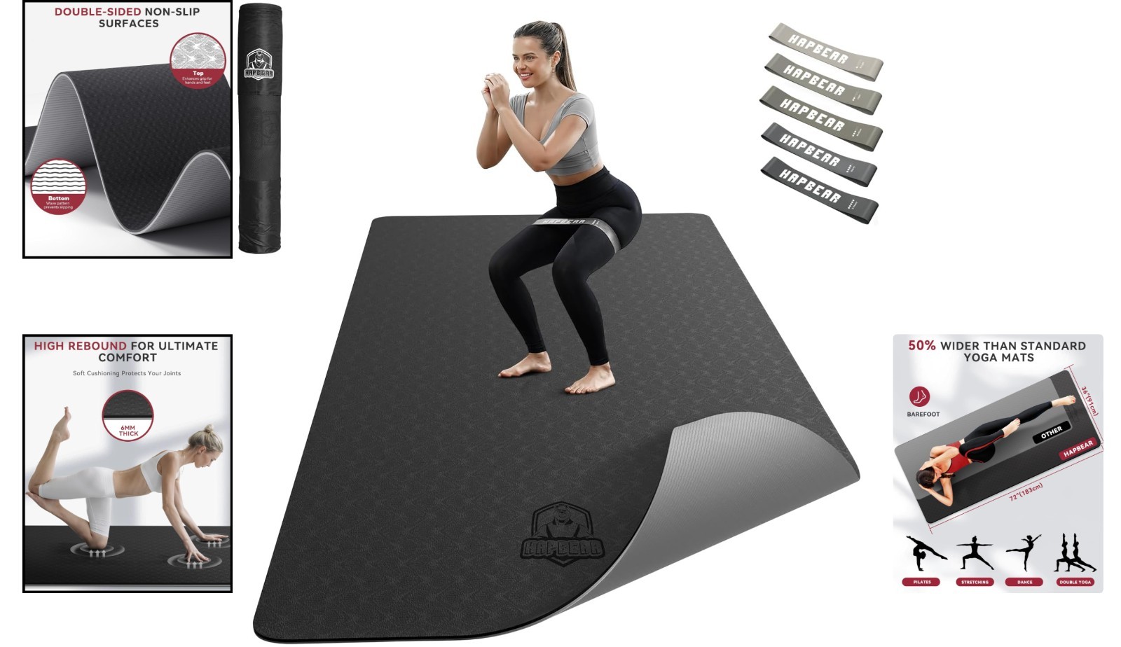 Durable Extra Wide 72&Prime;x36&Prime; Yoga Mat for Intense Workouts – Includes Carry Bag
