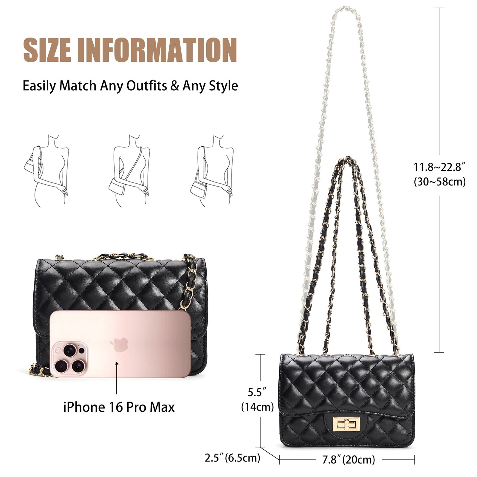 Small Quilted Crossbody Purse for Women Trendy Ladies Shoulder Bag PU Leather…