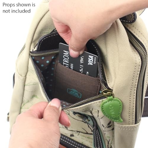 Canvas Sling Bag Women RFID Protected Canvas Crossbody Backpack Bird – Sand