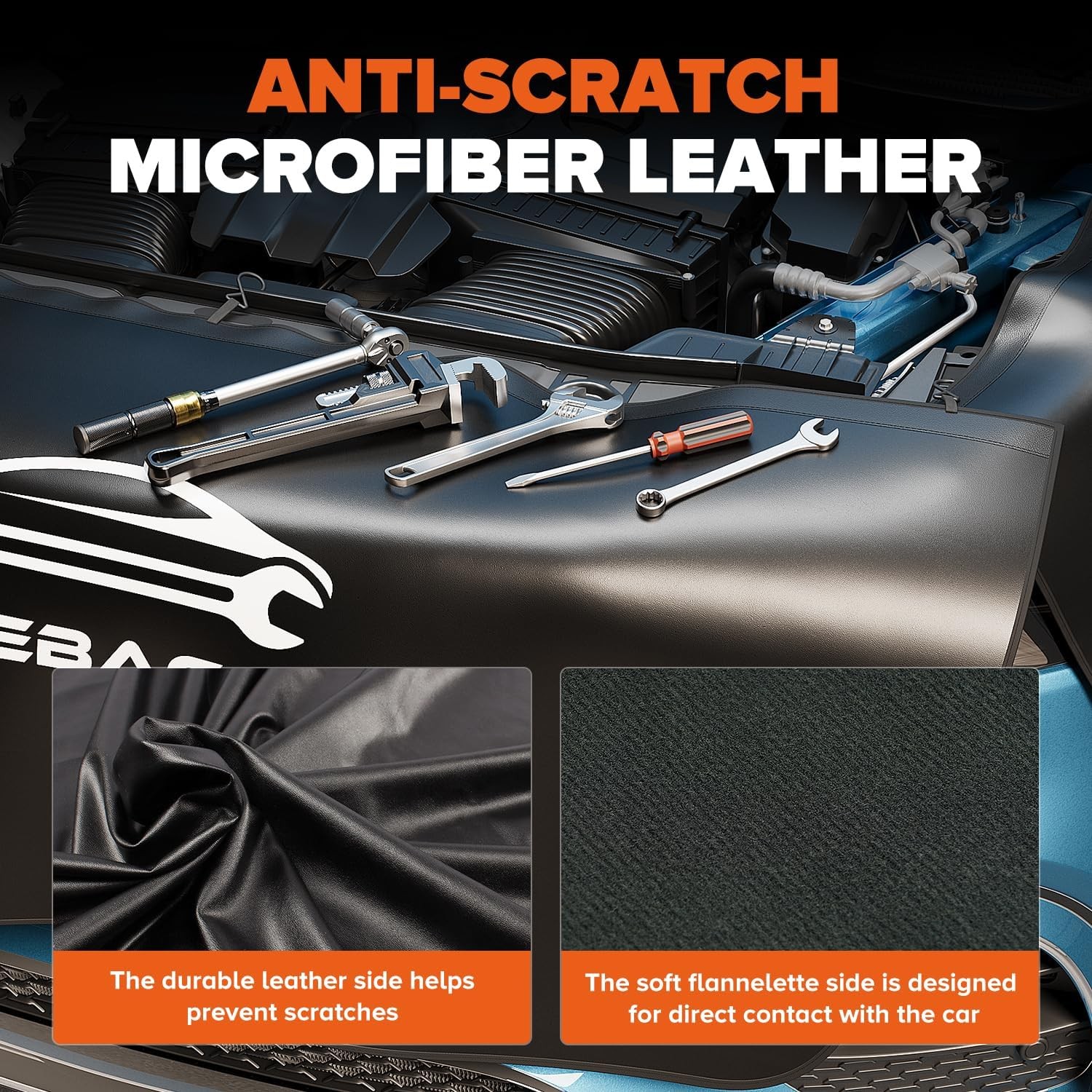 3 Pcs Fender Covers for Mechanics, Microfiber Leather Car Fender Protector Mats