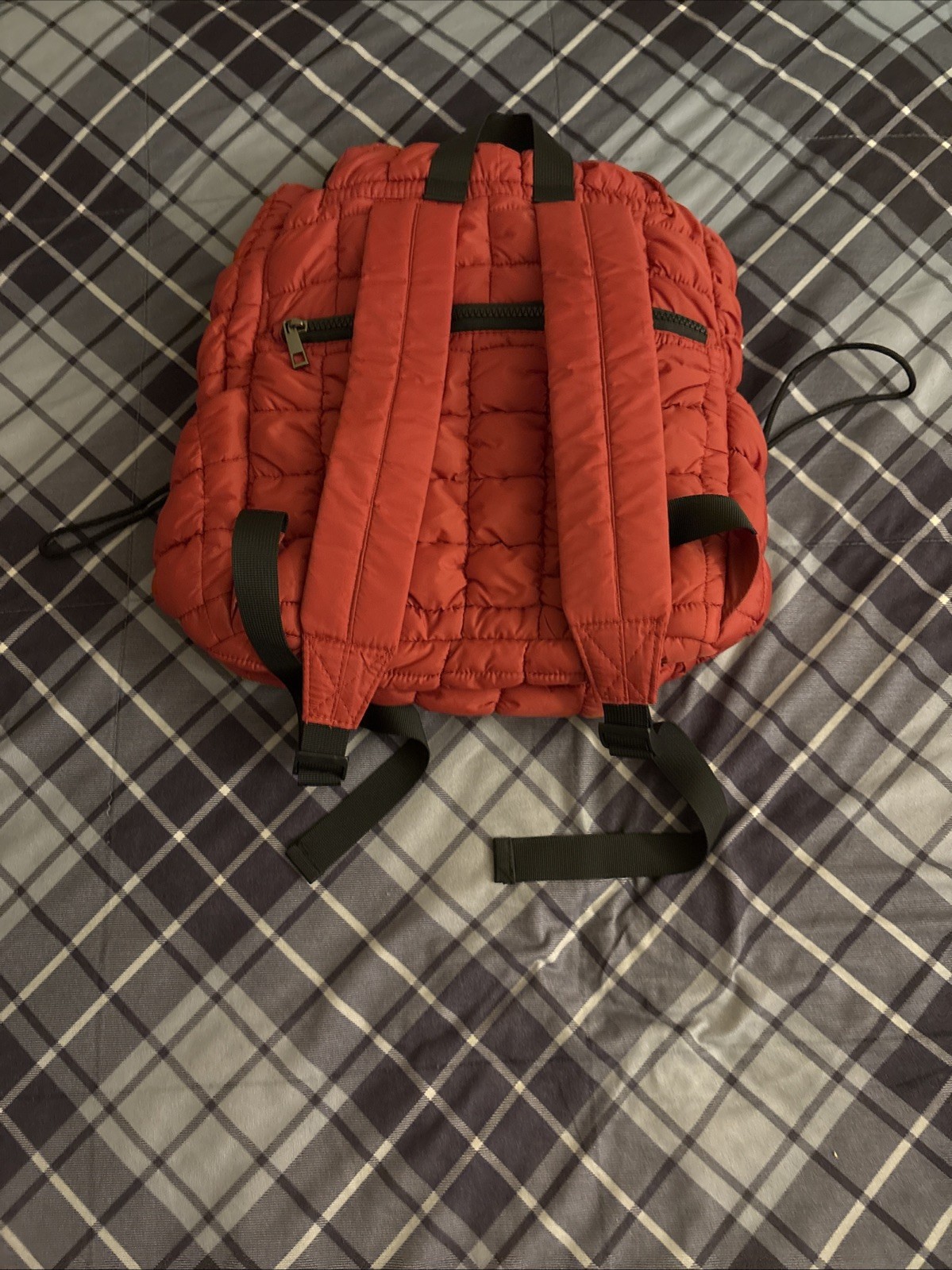 CONTAIL 18L Women Puffy Backpack,Qulited Puffer Bookbag,red