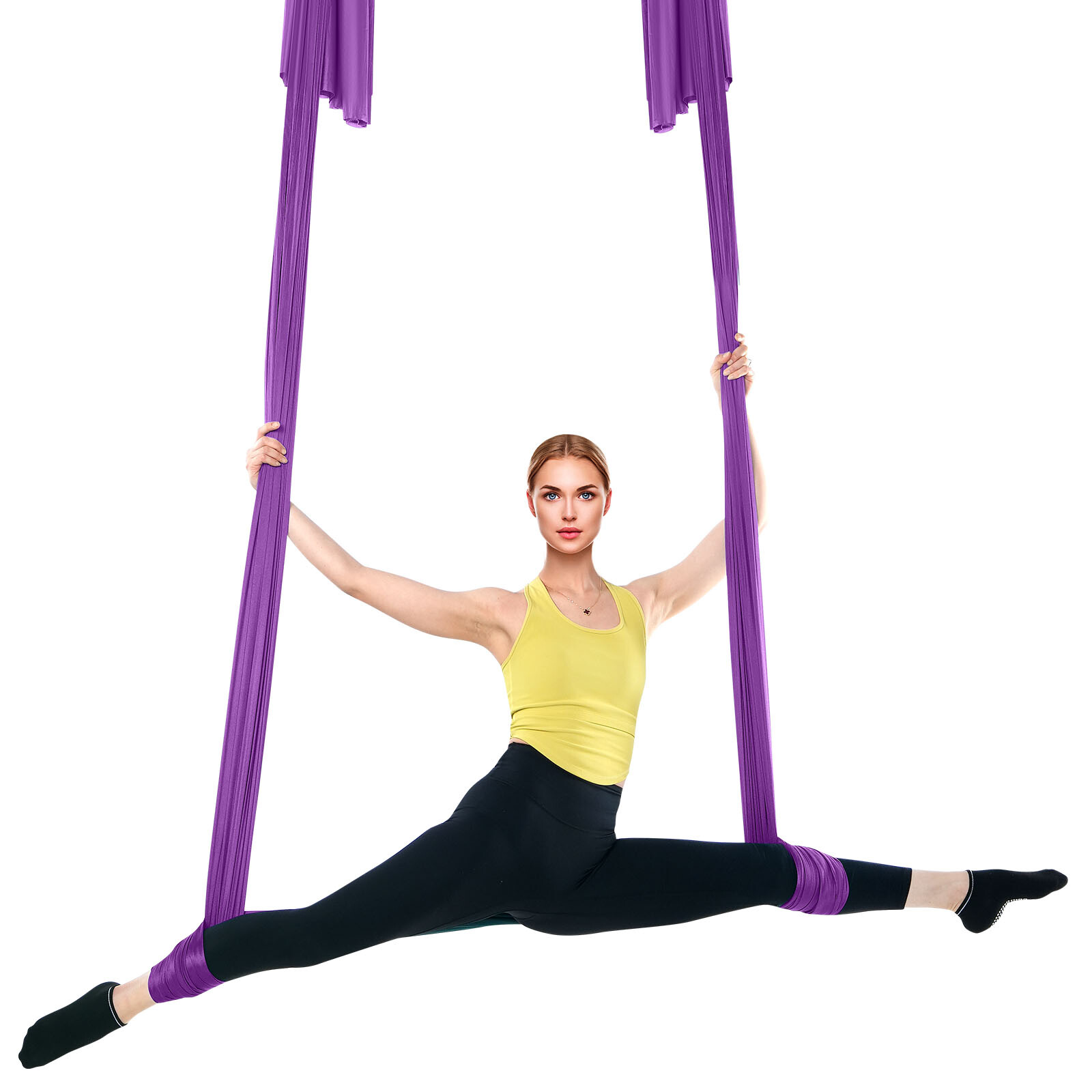 VEVOR Aerial Silk Yoga Swing Set 8.7 Yards Hammock Trapeze Inversion Fly Purple