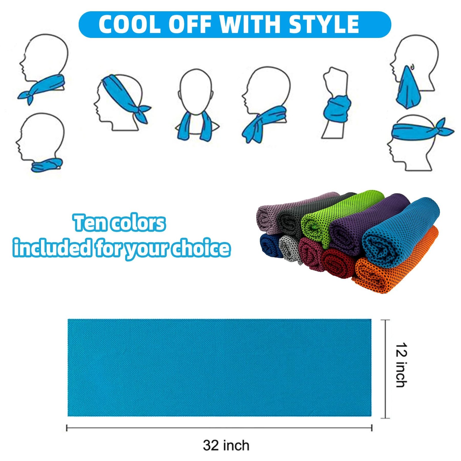 Cooling Towels, Soft Breathable Sweat Ice Towel for Sports, Yoga, Gym, Golf, …