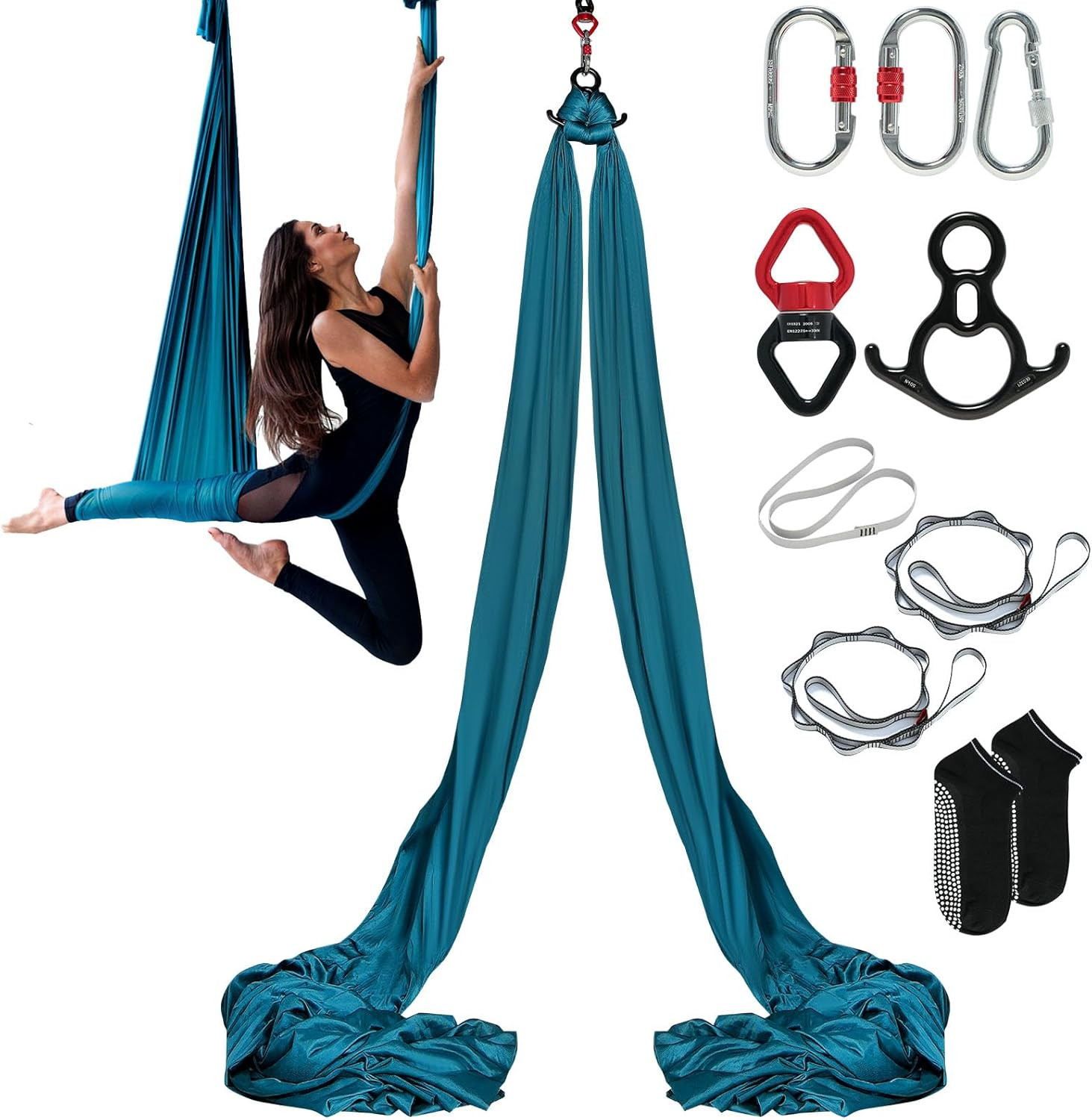 Aerial Silk & Yoga Swing, Aerial Yoga Hammock Kit with 100Gsm Nylon Fabric, Full