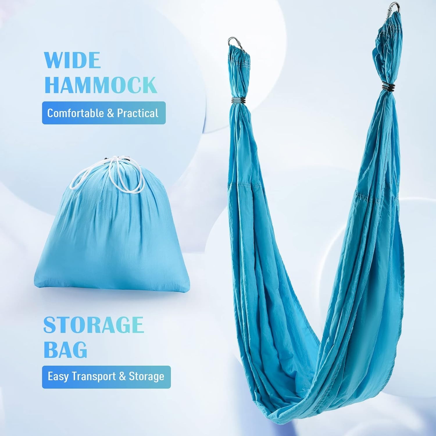 Blue Aerial Yoga Swing Kit – Strong Polyester Trapeze with Extensions, Mounti…