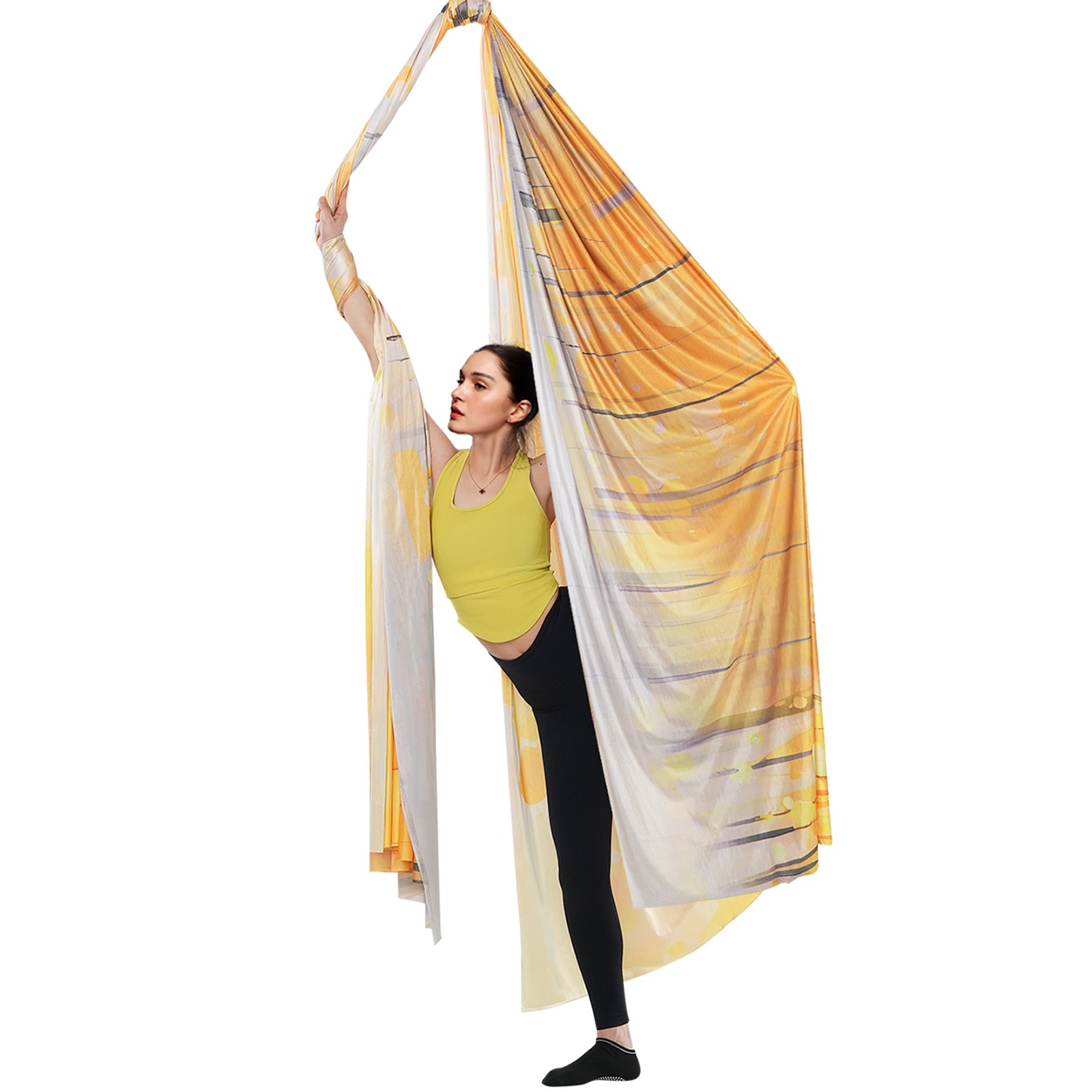 Uimoso Aerial Yoga Hammock 5.5 Yards Nylon Sling for Inversion Exercises, Gold