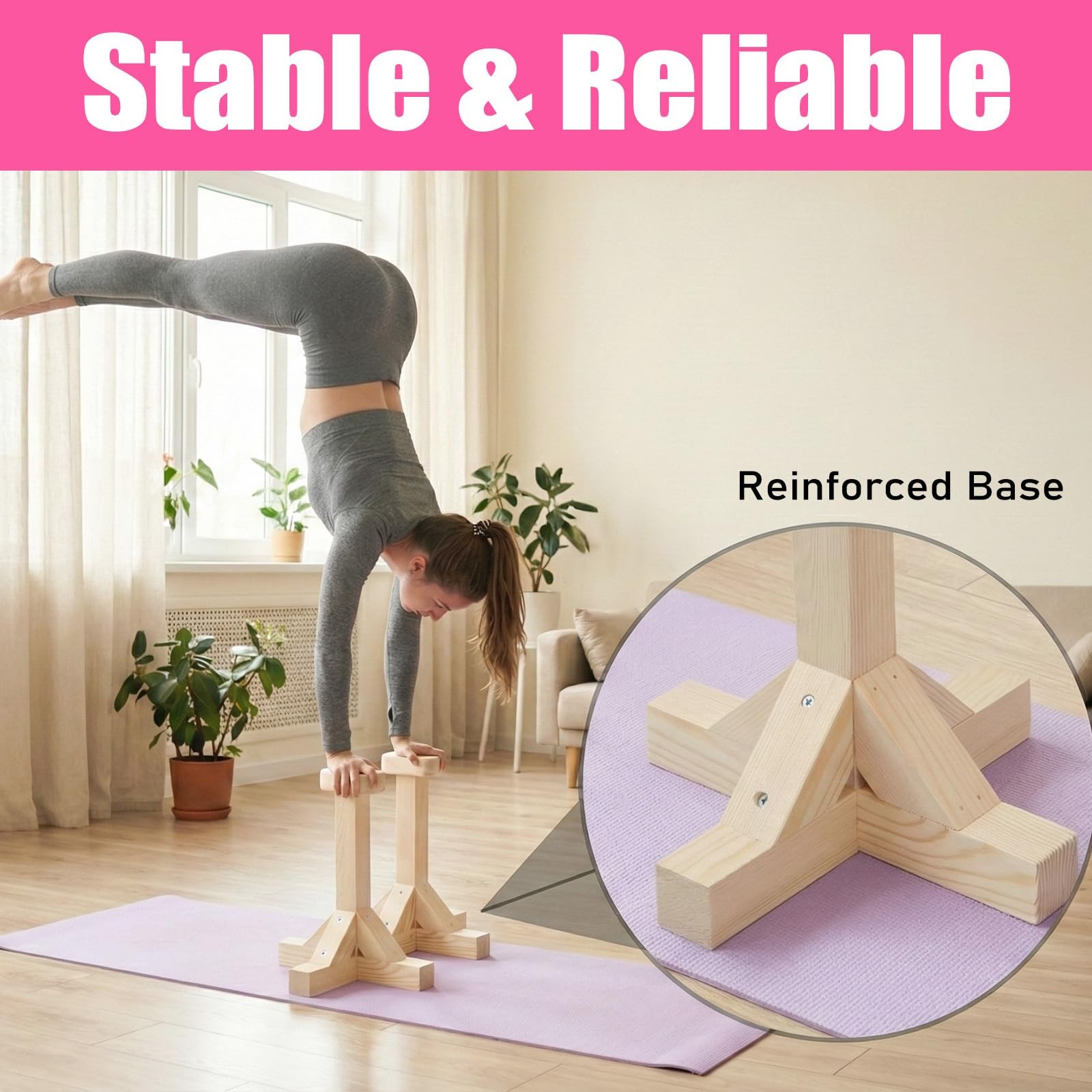 SAMTROY Handstand Canes for Balance Training, Stable Wooden Handstand Blocks …