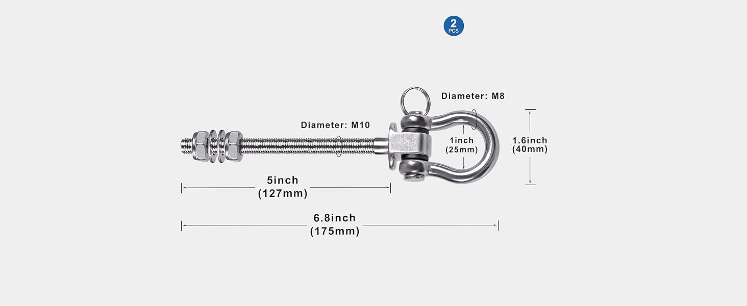 2Pcs Heavy Duty Swing Hangers with Bearings Stainless Steel Swing Hardware for