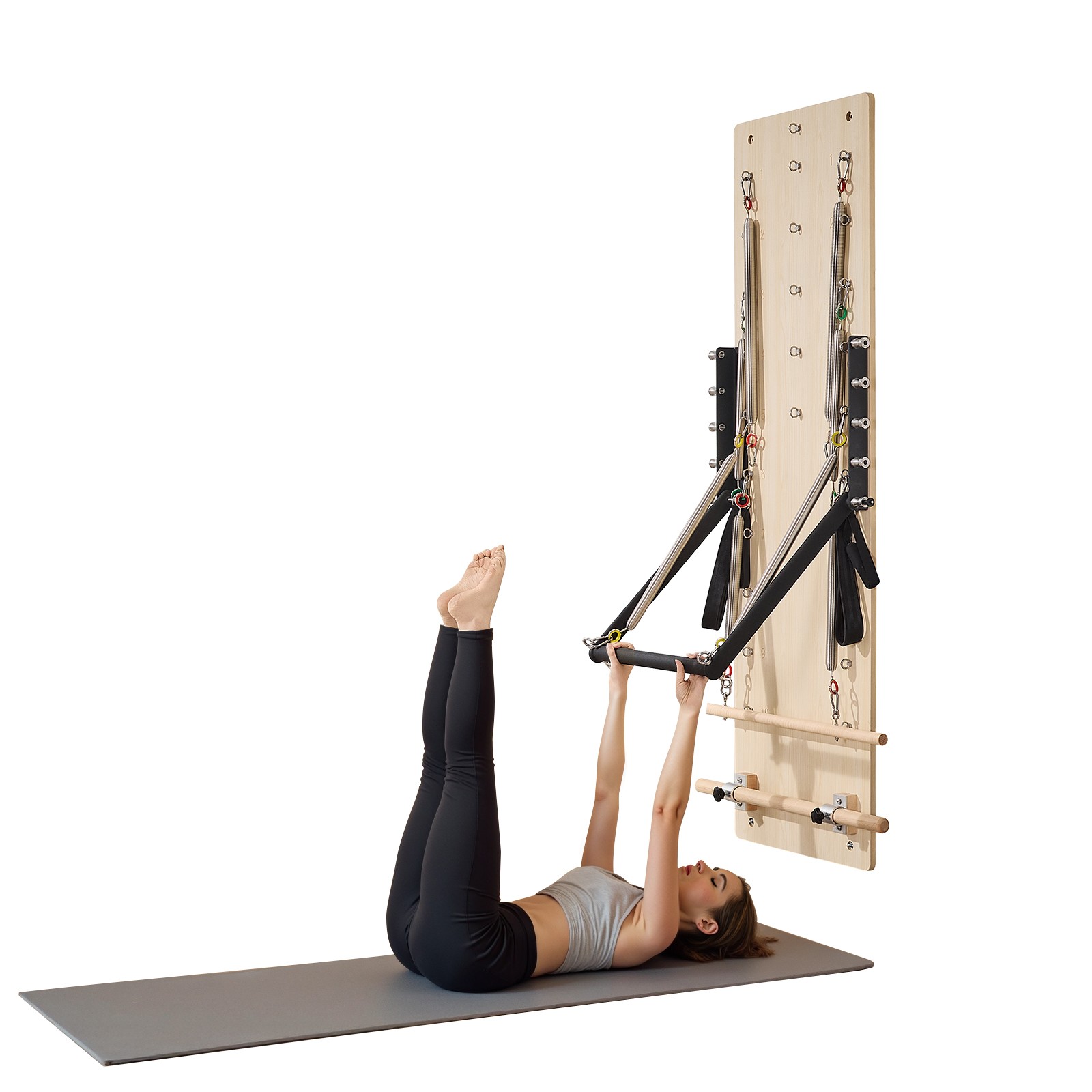 VEVOR Wall Mounted Pilates Reformer Machine Pilates Springboard Maple Wood Gym