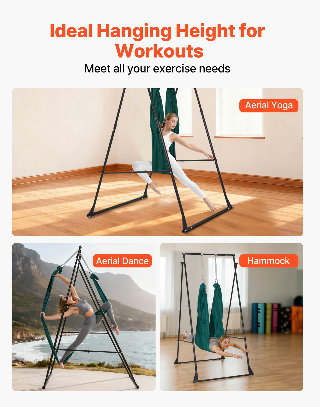 VEVOR Yoga Stand Frame 440.9 lbs Load Swing Stand with EVA Foam Pull Up Stands
