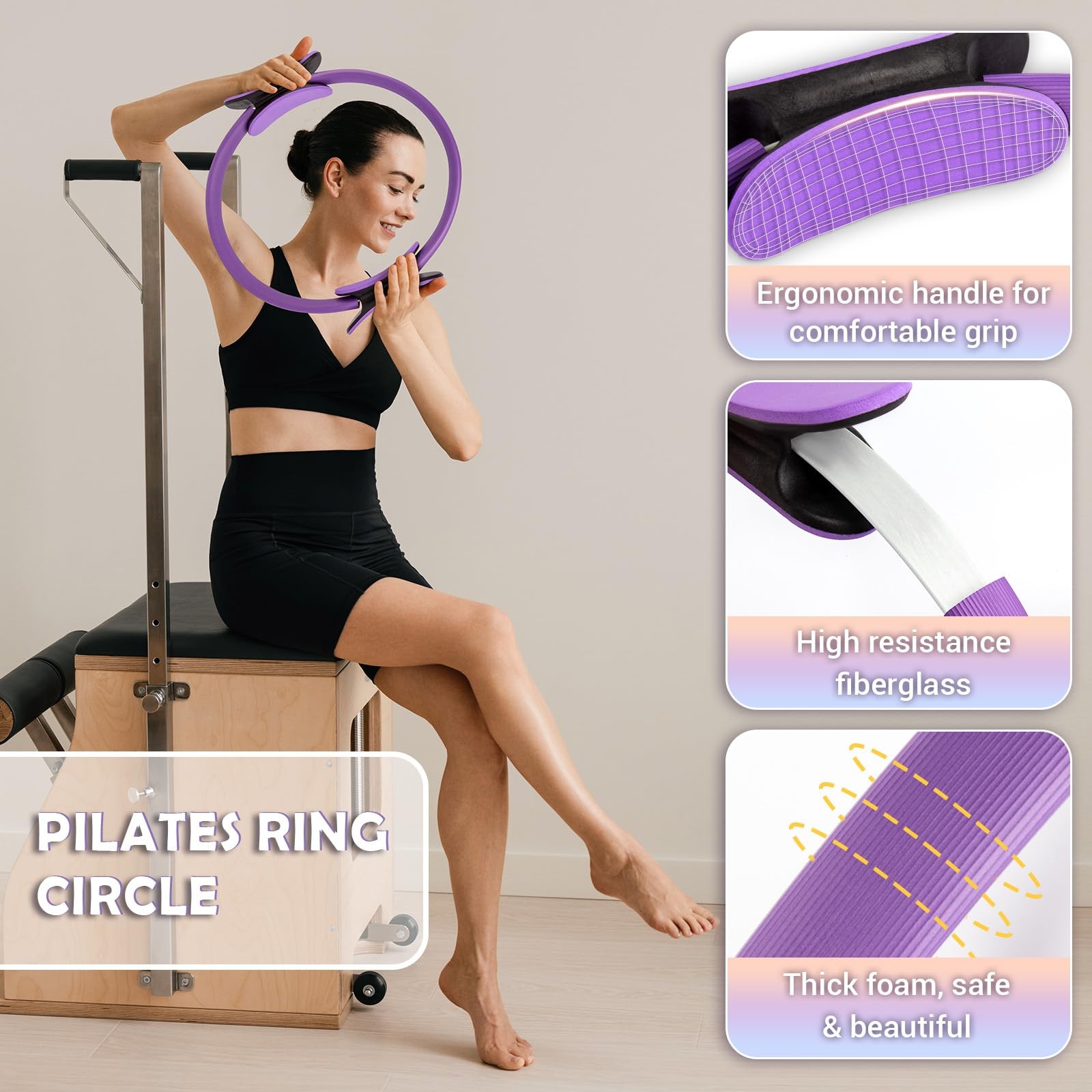 Pilates Ring Set for Women, 12&Prime; Pilates Ring and Ball Set with Resistance Ban…