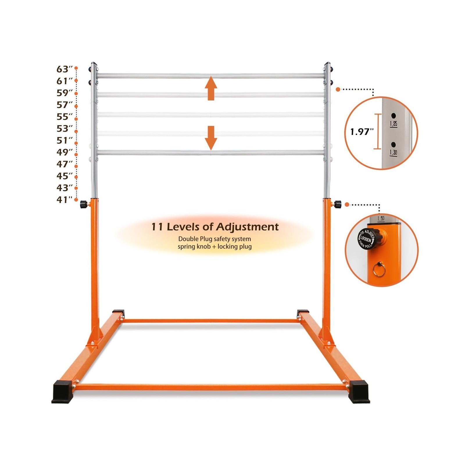 Gymnastics Bar for Kids,11 Levels Adjustable Height Gymnastics Equipment for …