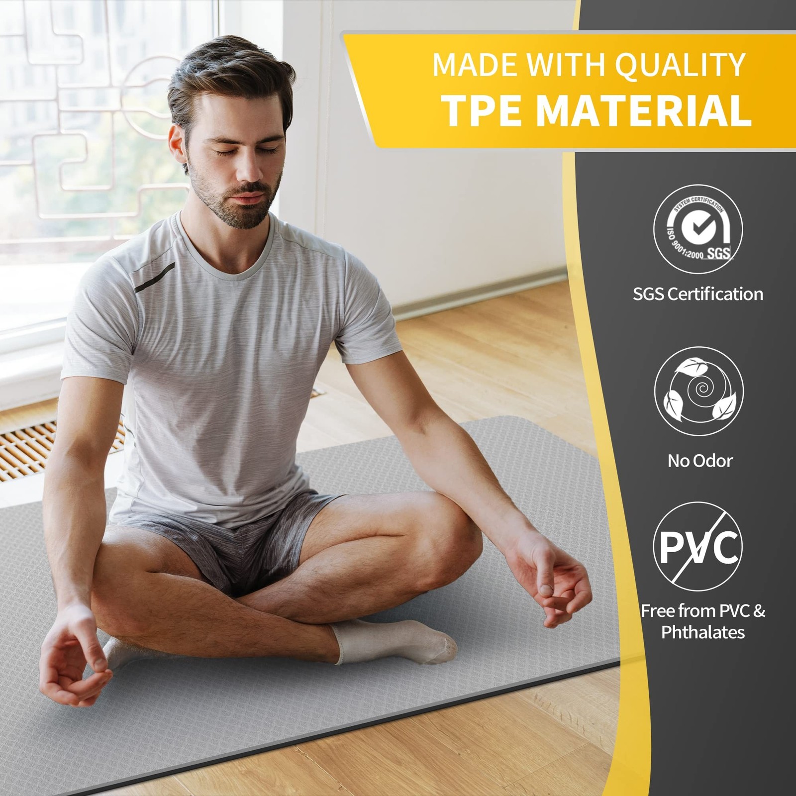 CAMBIVO Extra Wide Yoga Mat for Women and Men (72&Prime;x 32&Prime;x 1/4&Prime;), Eco-Friendly …