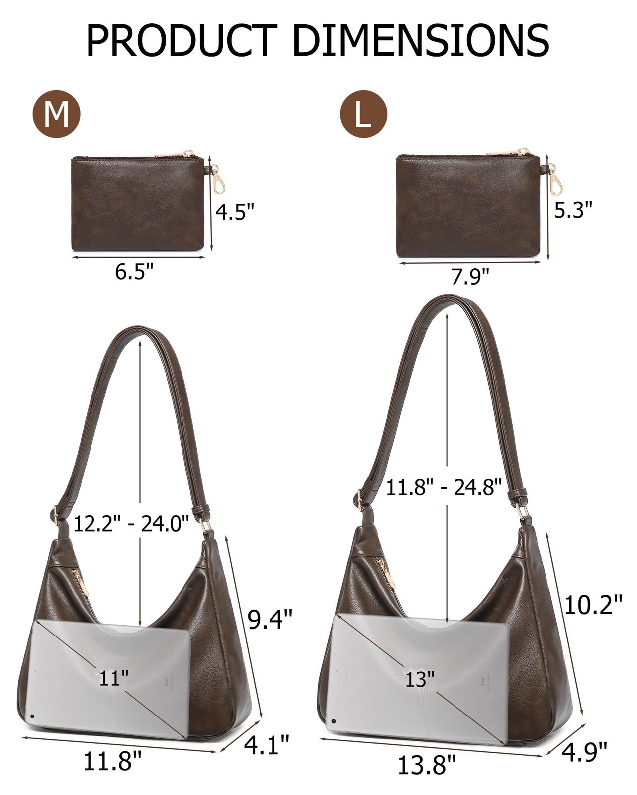2PCS Purses for Women, Soft Vegan Leather Hobo Bag Slouchy Crossbody Shoulder…