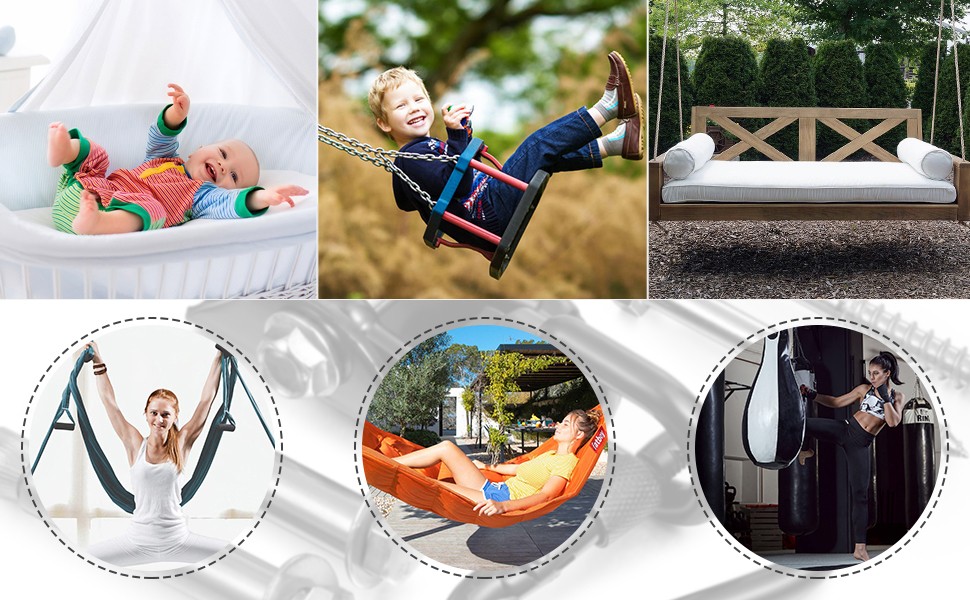 Hammock Hanging Kit,Hanging Chair Hardware 360°Rotating 1000 lb Capacity