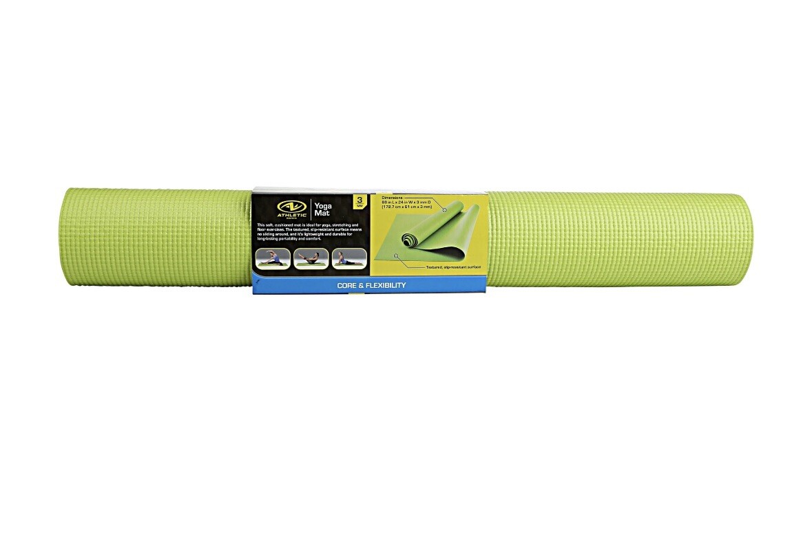 Athletic Works Non Slip Yoga Mat Exercise Training 68 x 24 Inches – Lime Green